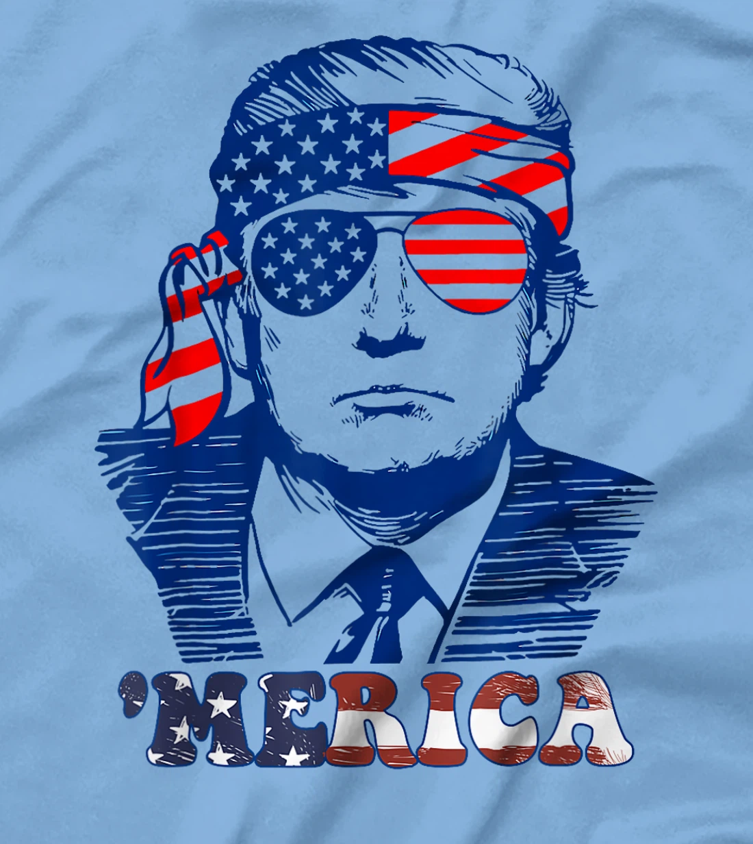 MERICA America Happy 4th Of July Trump American Flag T-Shirt