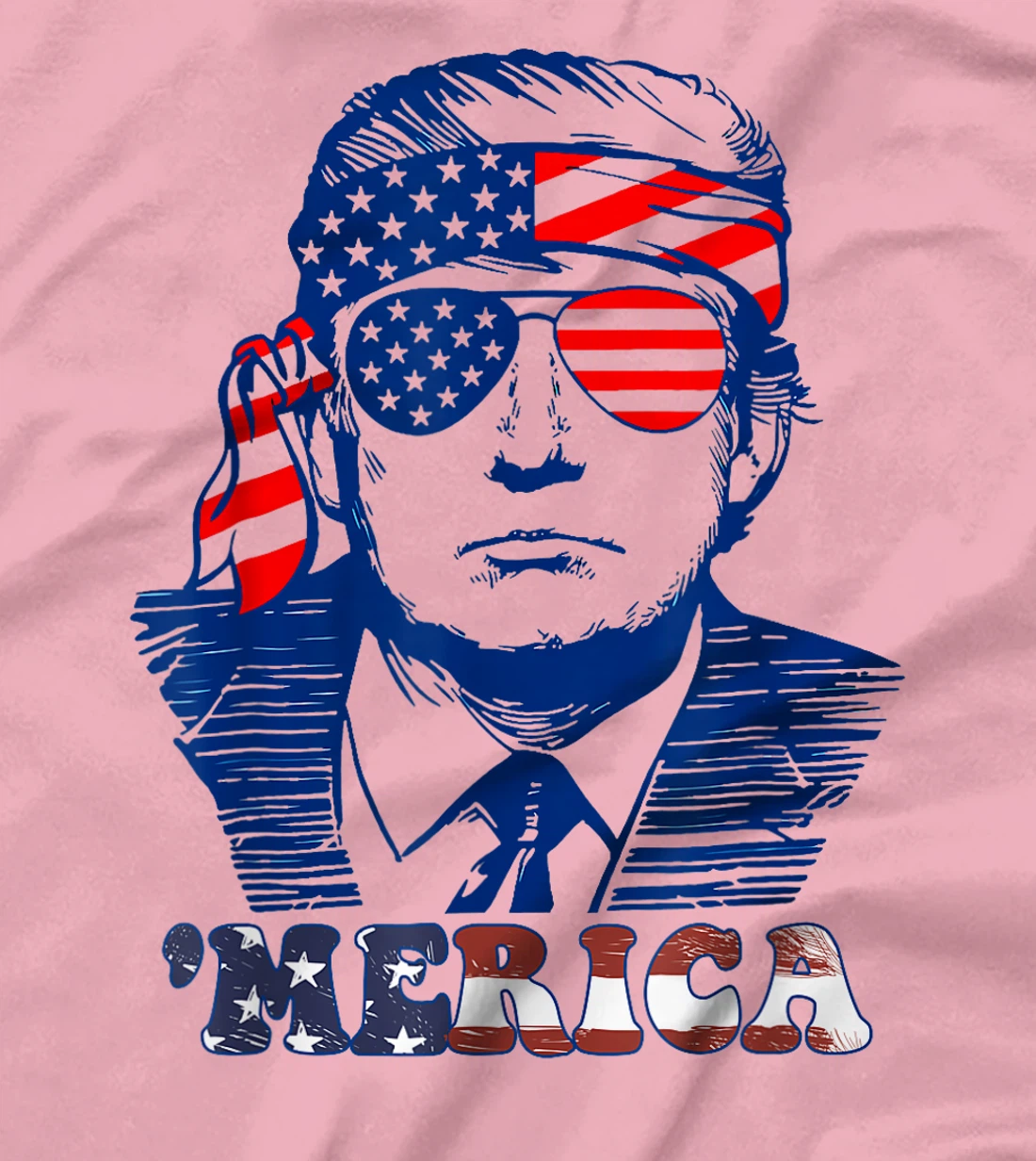 MERICA America Happy 4th Of July Trump American Flag T-Shirt