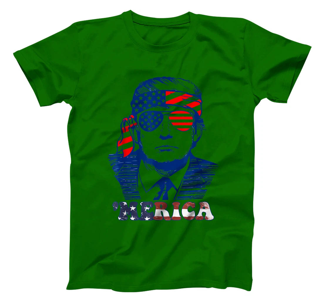 MERICA America Happy 4th Of July Trump American Flag T-Shirt