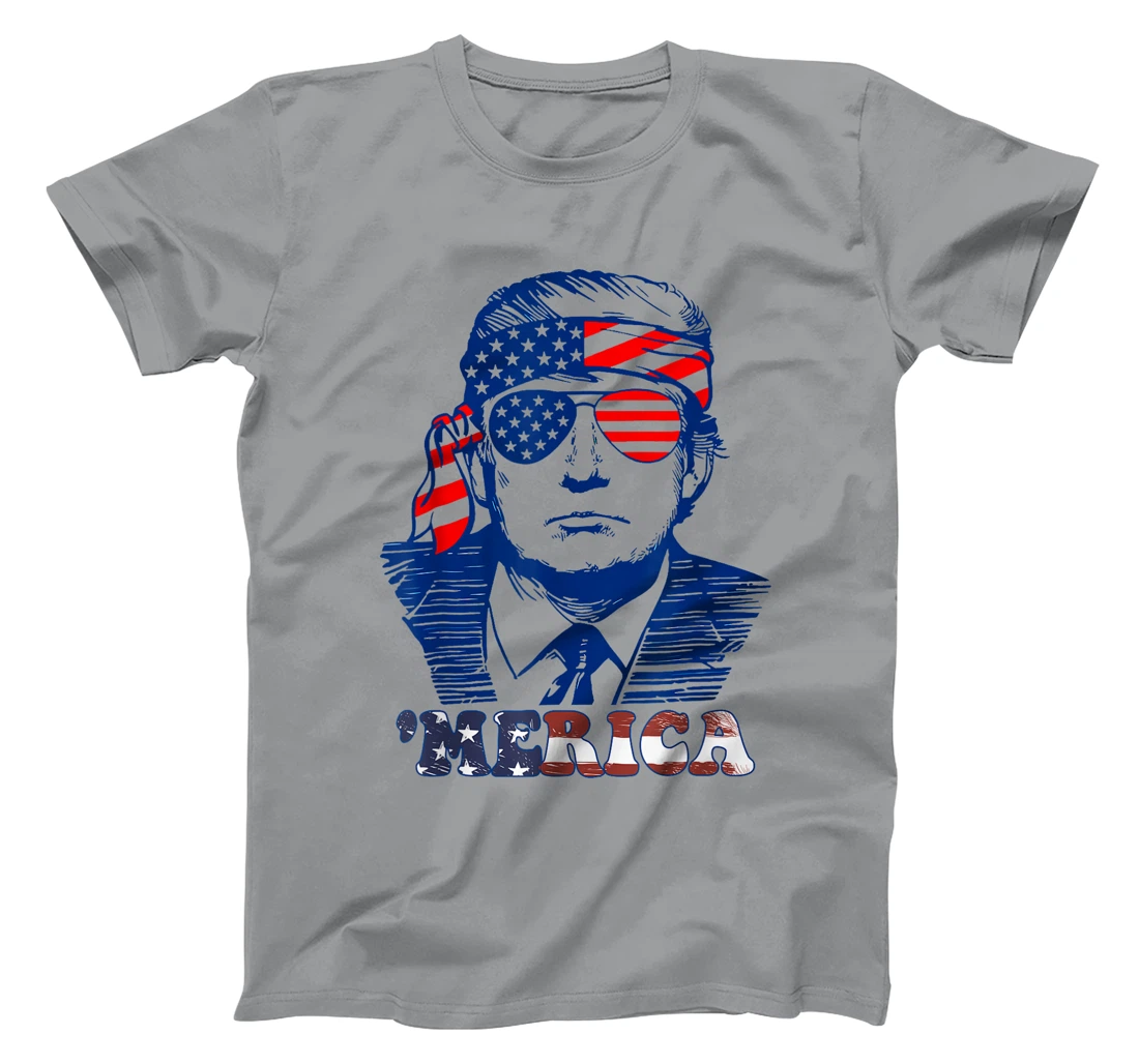 MERICA America Happy 4th Of July Trump American Flag T-Shirt