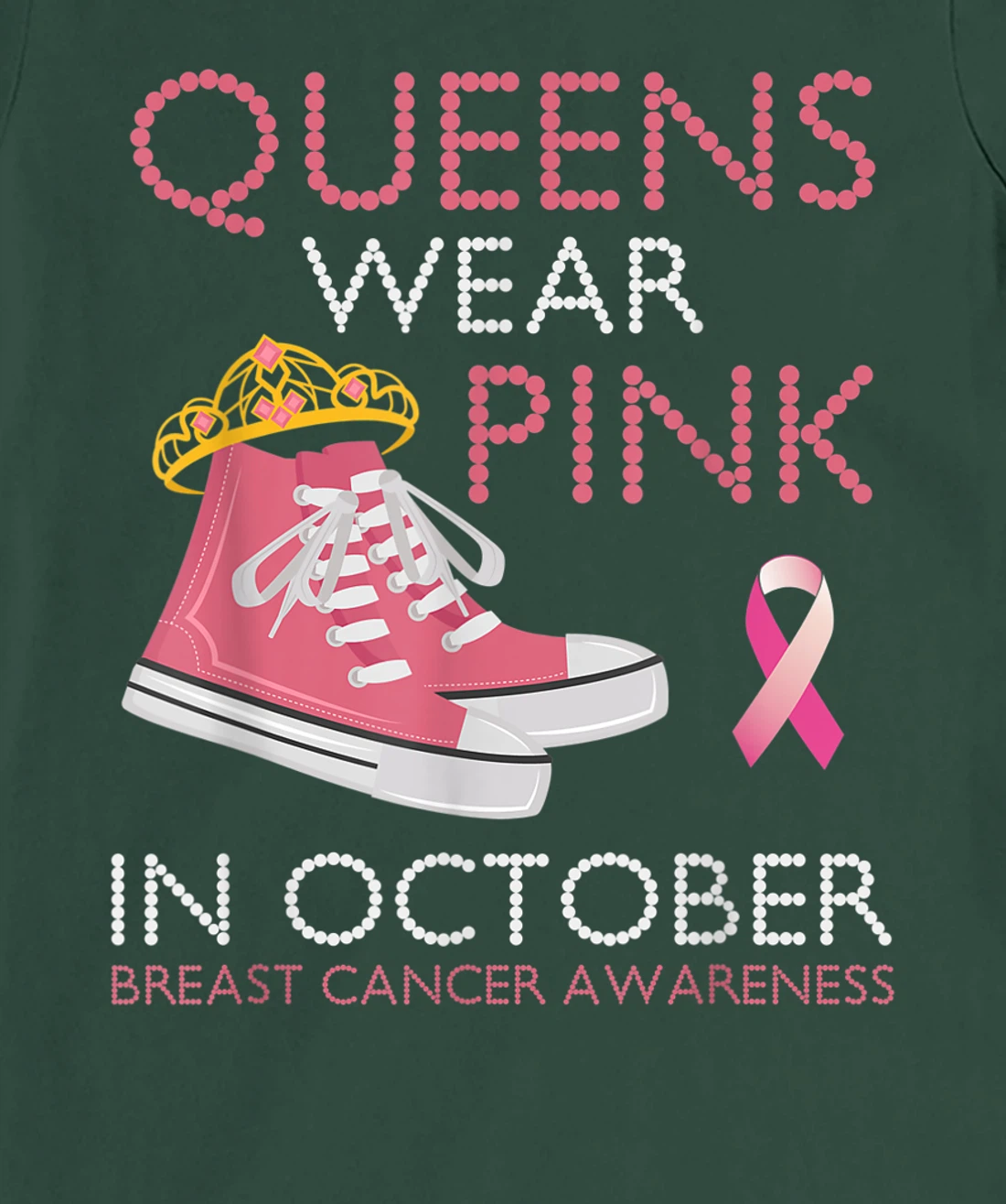 Queens Wear Pink In October Ribbon Breast Cancer Awareness T-Shirt, Women T-Shirt
