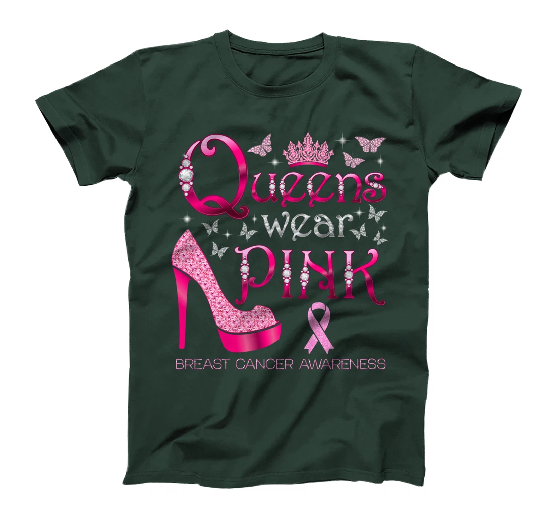 Queens Wear Pink Breast Cancer Awareness PInk Ribbon T-Shirt