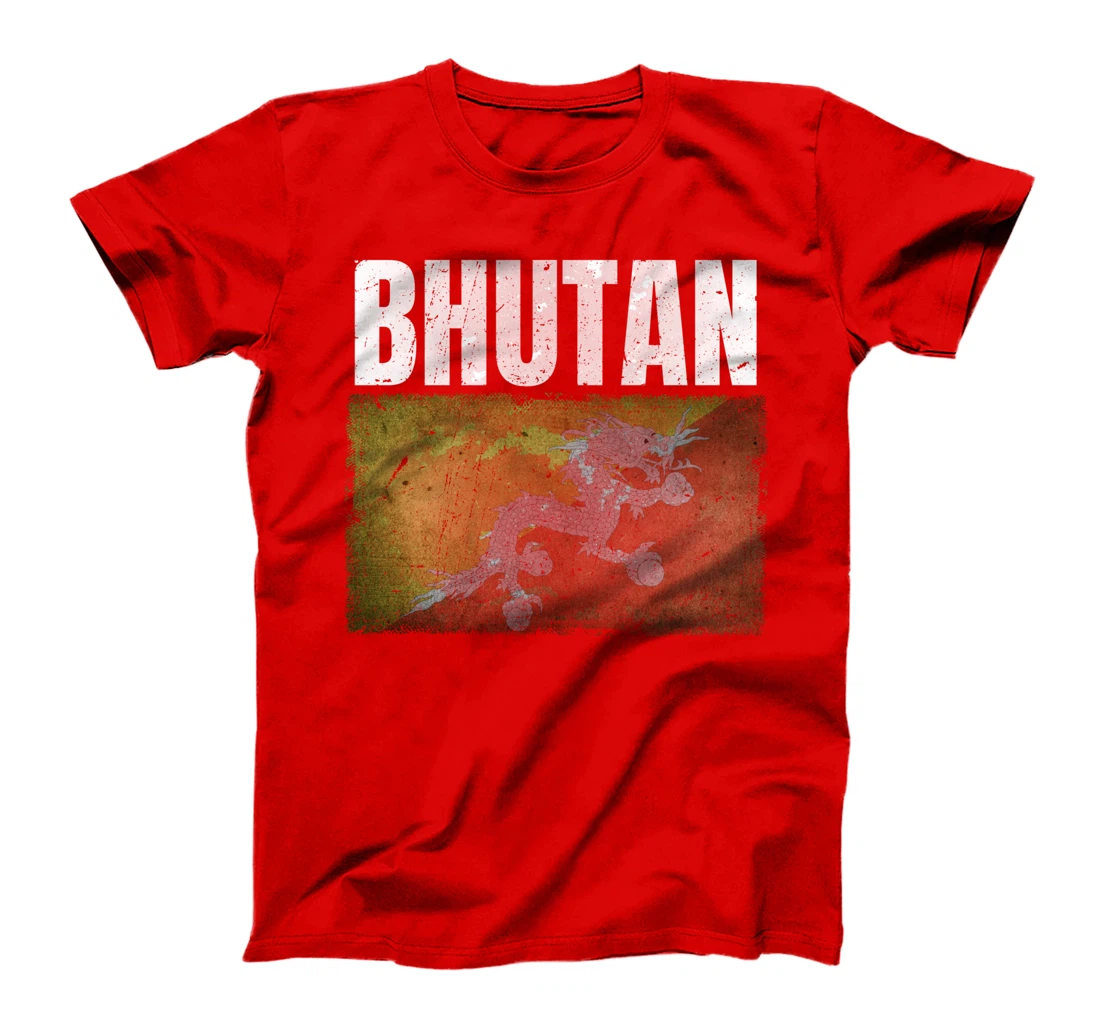 Distressed Bhutan Flag Graphic for Men Women Bhutanese T-Shirt
