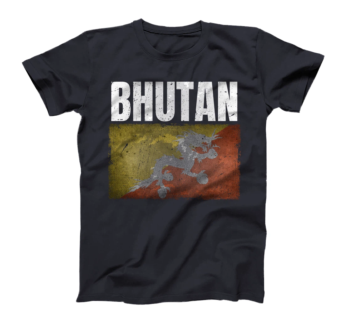 Distressed Bhutan Flag Graphic for Men Women Bhutanese T-Shirt