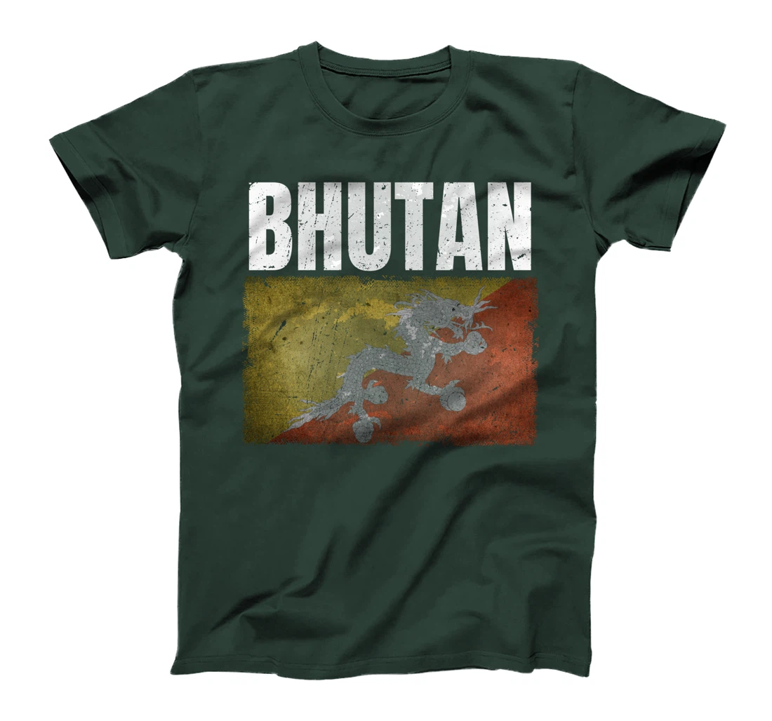 Distressed Bhutan Flag Graphic for Men Women Bhutanese T-Shirt