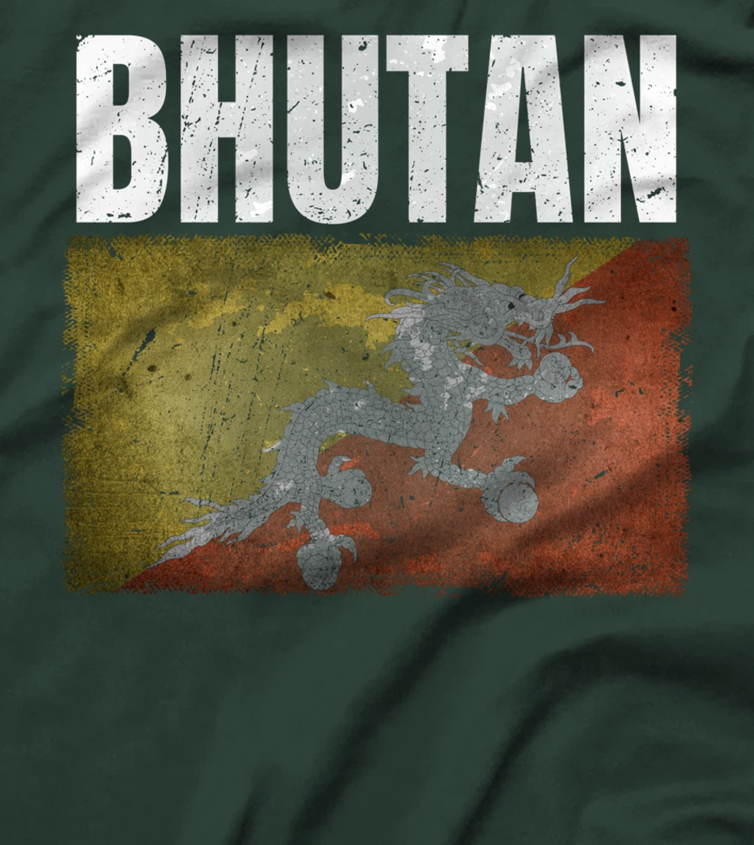 Distressed Bhutan Flag Graphic for Men Women Bhutanese T-Shirt