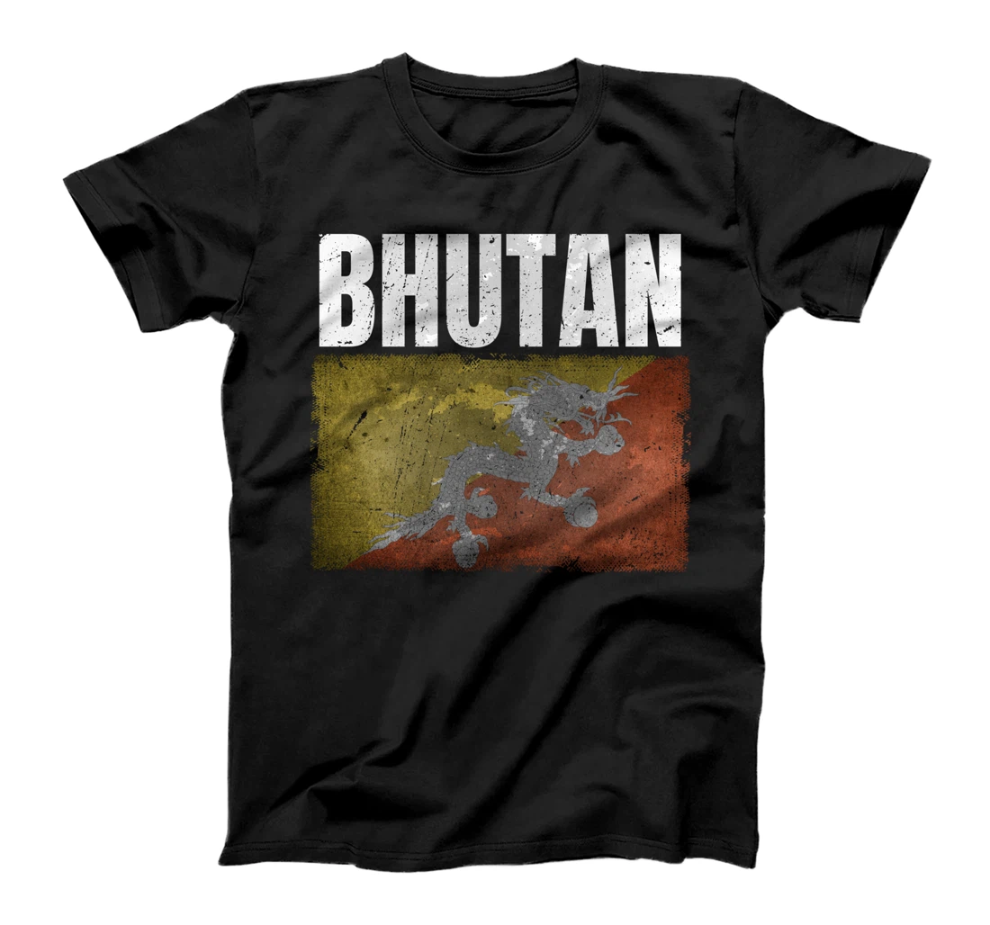 Distressed Bhutan Flag Graphic for Men Women Bhutanese T-Shirt