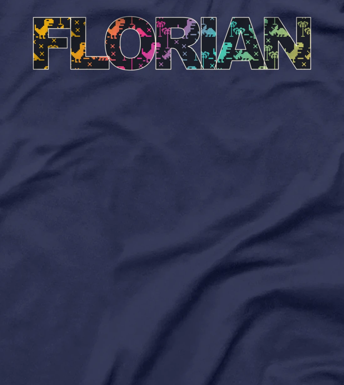 Florian - Cool Boys Name with colorful Retro Pixel Dinosaurs T-Shirt