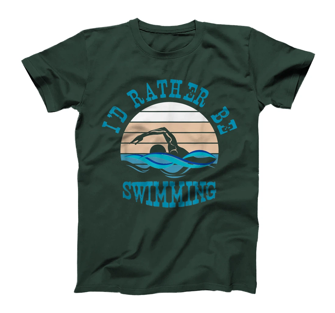 I'd Rather Be Swimming Funny Retro Vintage Swimmer T-Shirt, Women T-Shirt