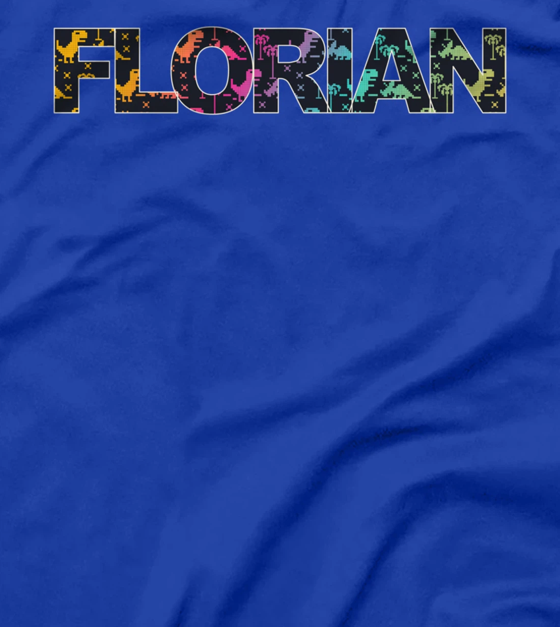Florian - Cool Boys Name with colorful Retro Pixel Dinosaurs T-Shirt