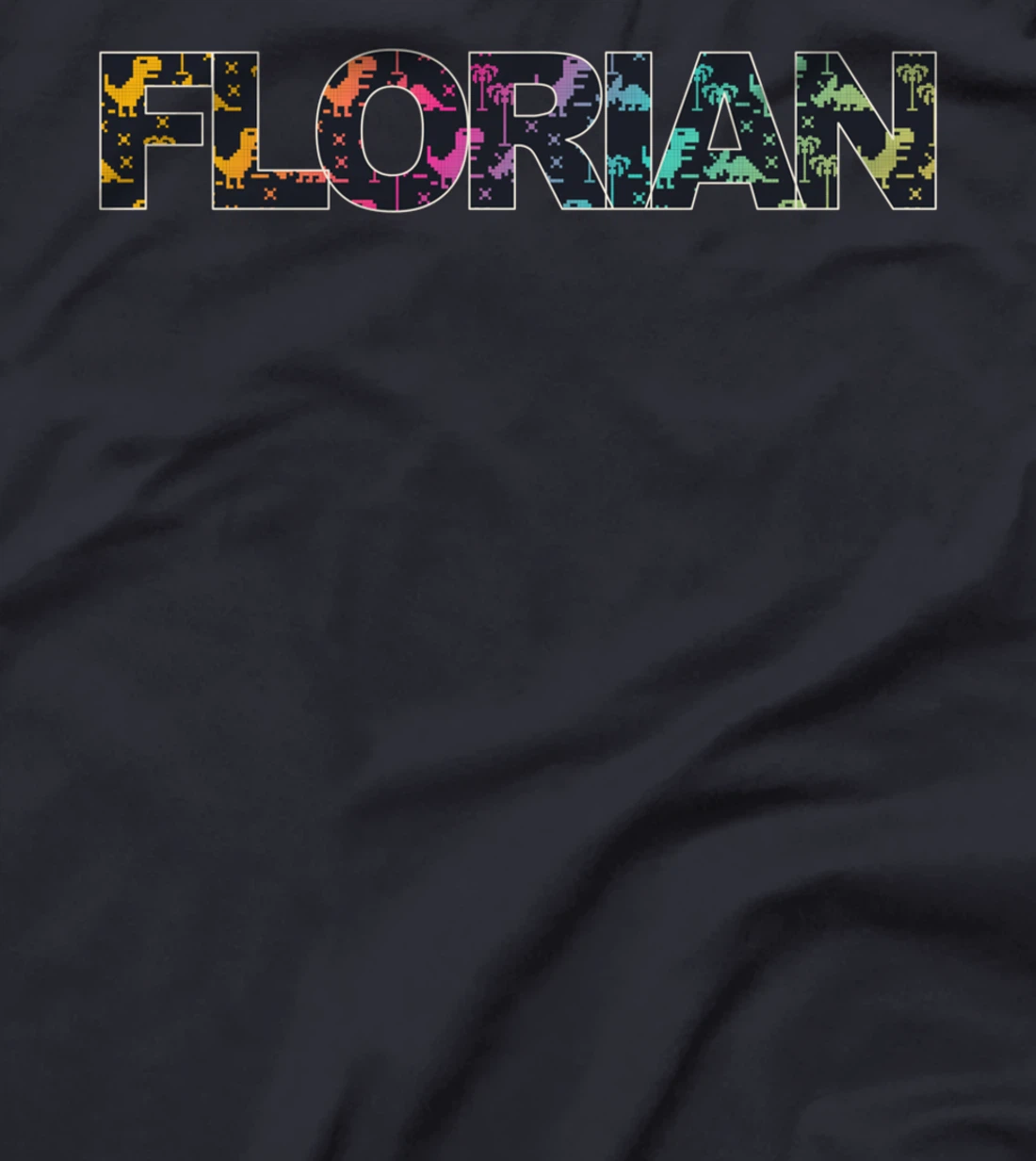 Florian - Cool Boys Name with colorful Retro Pixel Dinosaurs T-Shirt