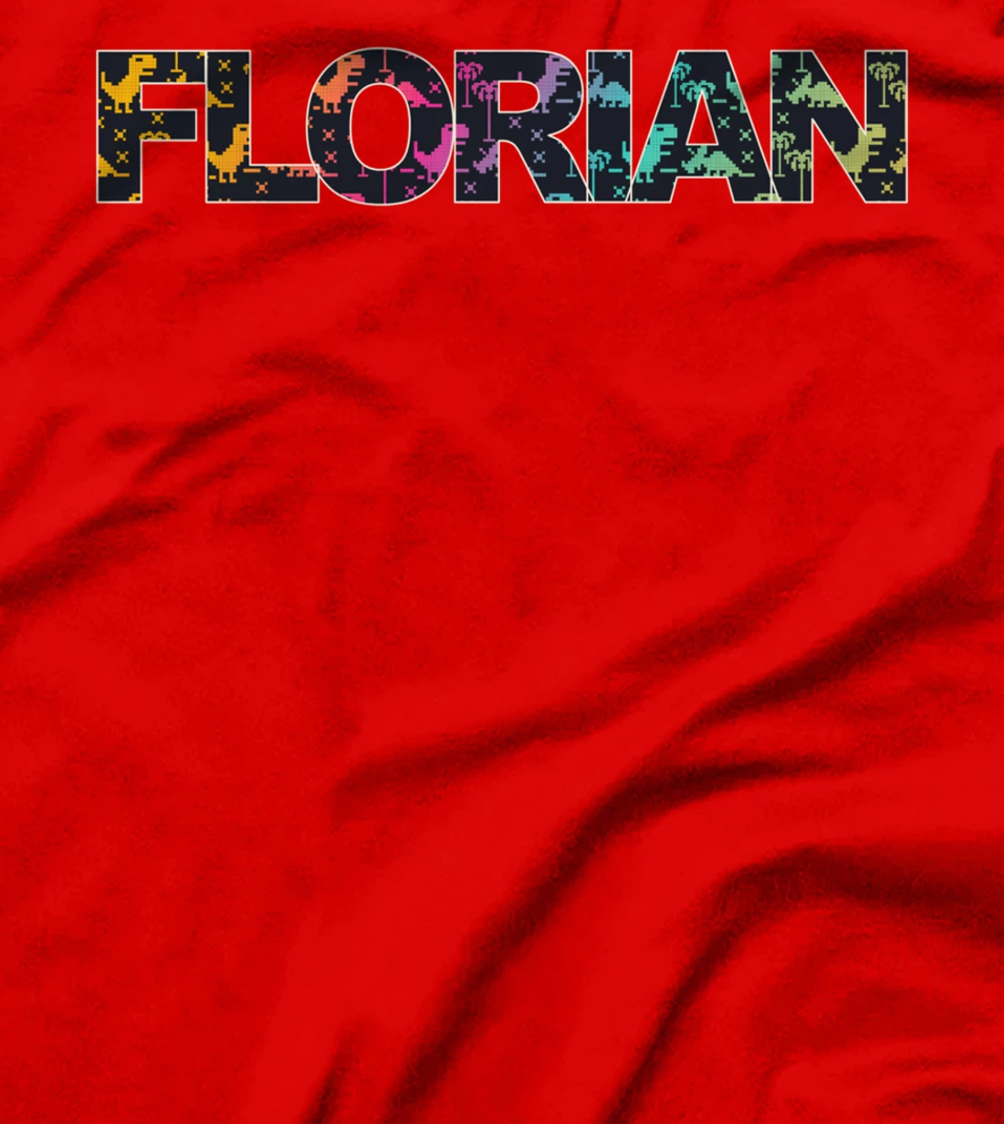 Florian - Cool Boys Name with colorful Retro Pixel Dinosaurs T-Shirt