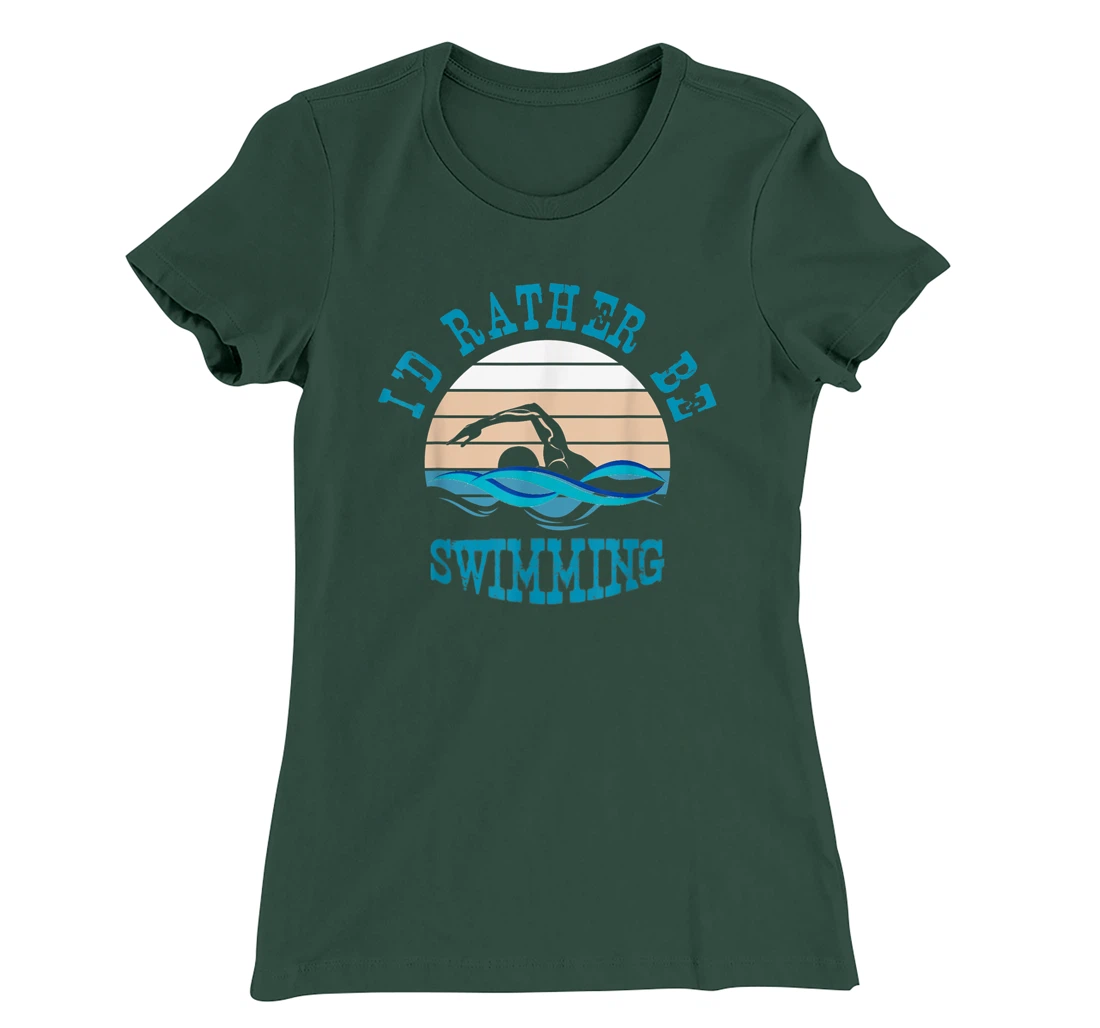 I'd Rather Be Swimming Funny Retro Vintage Swimmer T-Shirt, Women T-Shirt