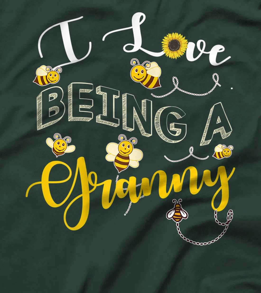 I Love Being A Granny Cute Sunflower Grandma Bees Flower Fun T-Shirt, Women T-Shirt