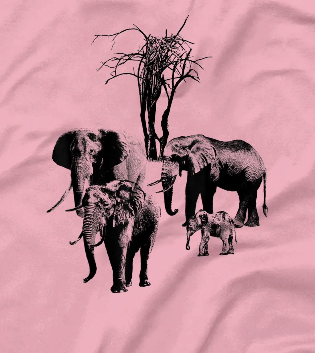 Womens Elephant with tree in Kenya T-Shirt, Kid T-Shirt and Women T-Shirt