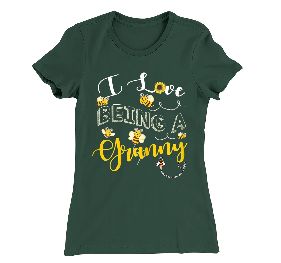 I Love Being A Granny Cute Sunflower Grandma Bees Flower Fun T-Shirt, Women T-Shirt