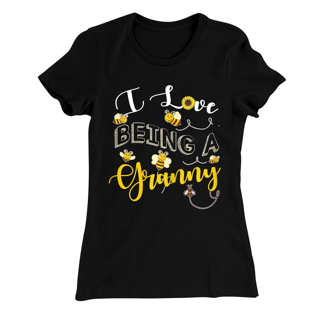 I Love Being A Granny Cute Sunflower Grandma Bees Flower Fun T-Shirt, Women T-Shirt