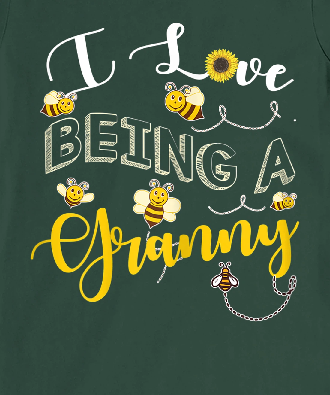 I Love Being A Granny Cute Sunflower Grandma Bees Flower Fun T-Shirt, Women T-Shirt