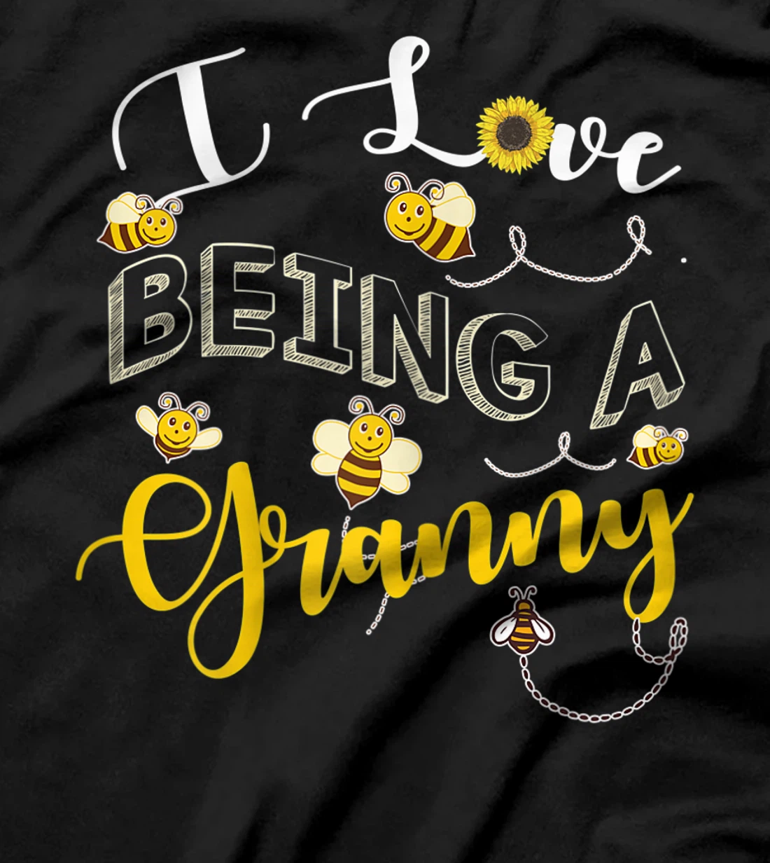I Love Being A Granny Cute Sunflower Grandma Bees Flower Fun T-Shirt, Women T-Shirt