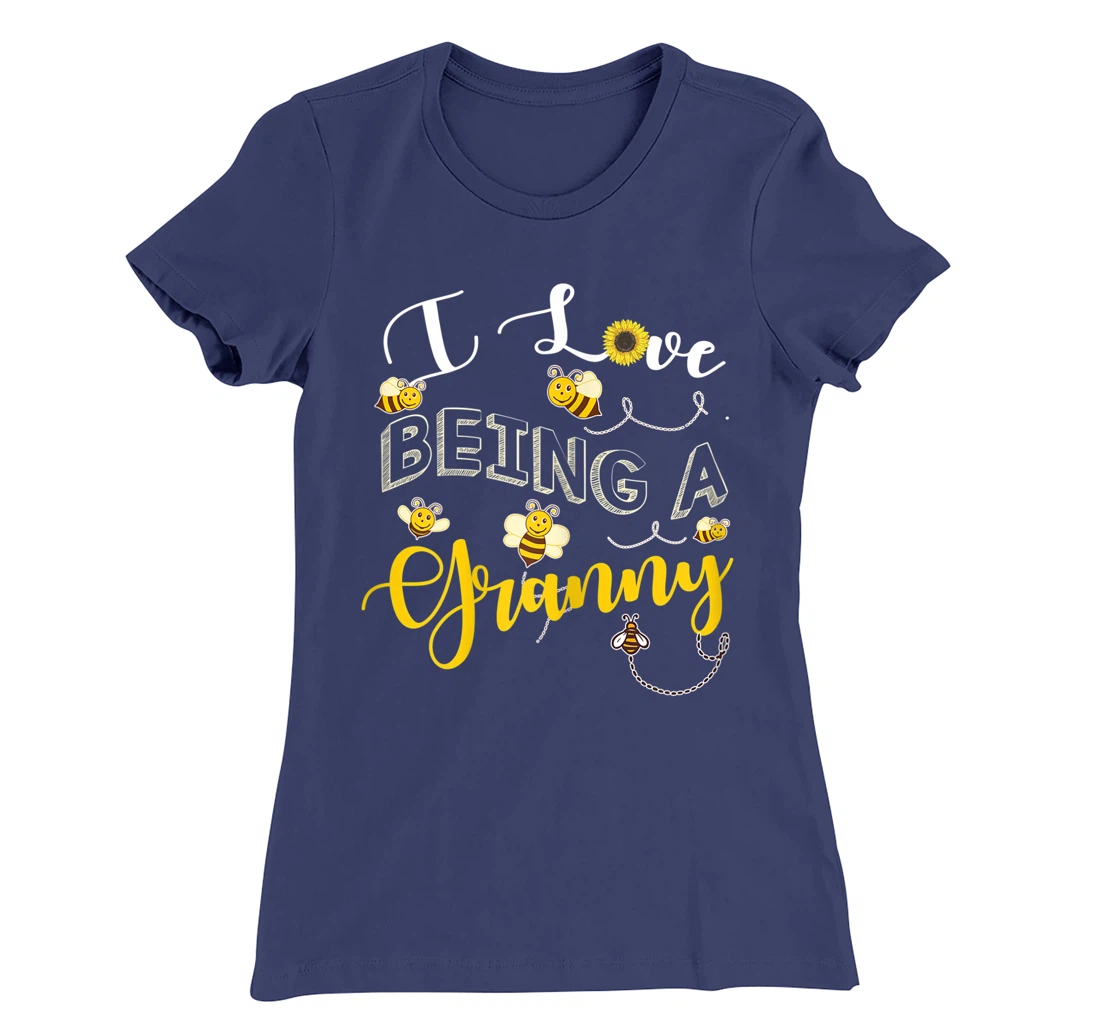 I Love Being A Granny Cute Sunflower Grandma Bees Flower Fun T-Shirt, Women T-Shirt
