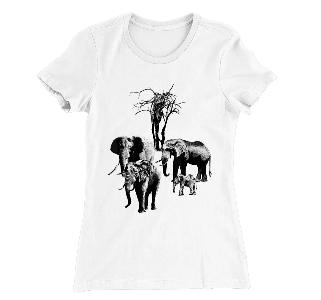 Womens Elephant with tree in Kenya T-Shirt, Kid T-Shirt and Women T-Shirt