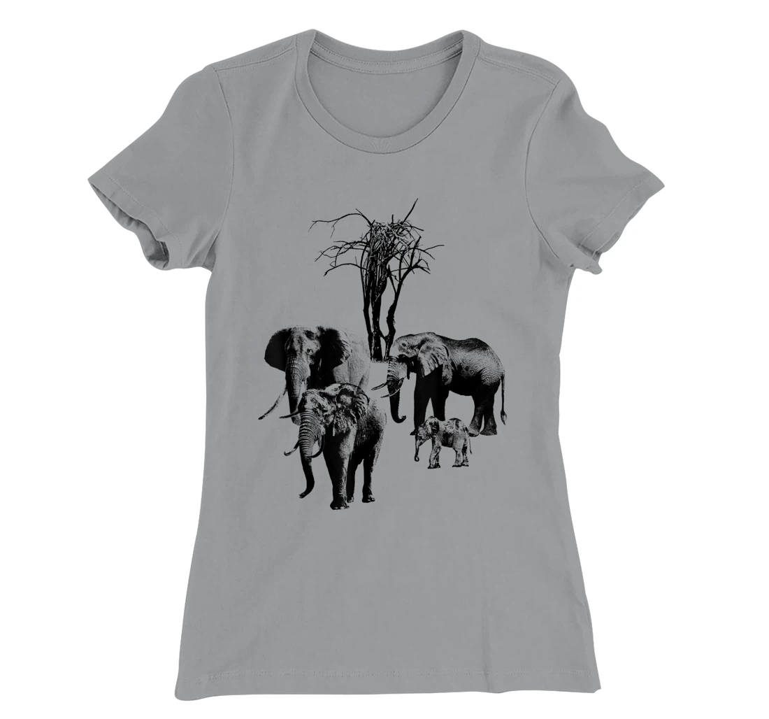 Womens Elephant with tree in Kenya T-Shirt, Kid T-Shirt and Women T-Shirt