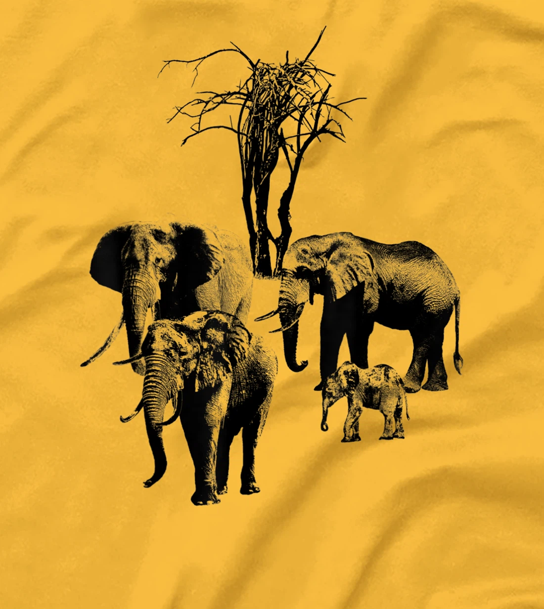 Womens Elephant with tree in Kenya T-Shirt, Kid T-Shirt and Women T-Shirt