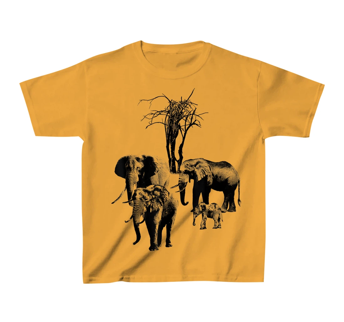 Womens Elephant with tree in Kenya T-Shirt, Kid T-Shirt and Women T-Shirt