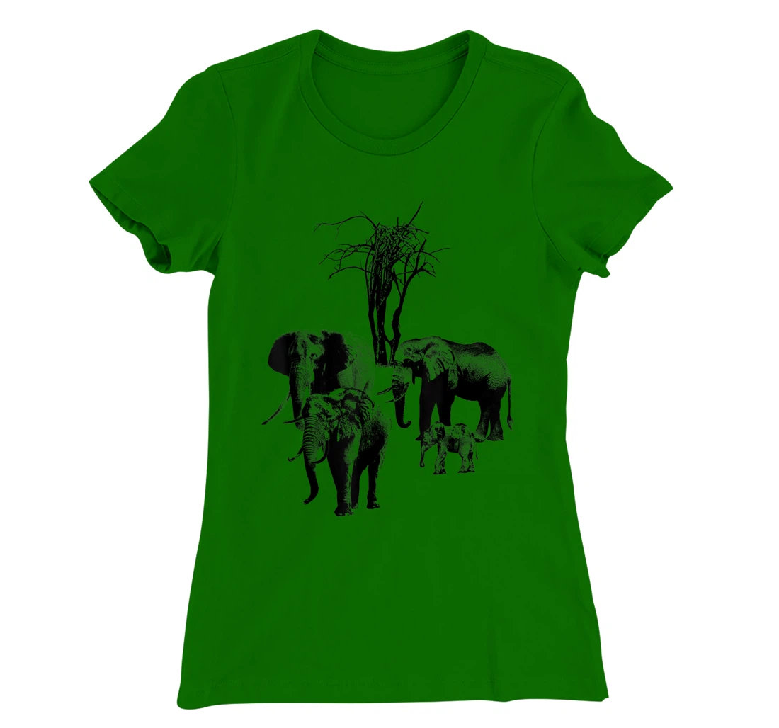 Womens Elephant with tree in Kenya T-Shirt, Kid T-Shirt and Women T-Shirt