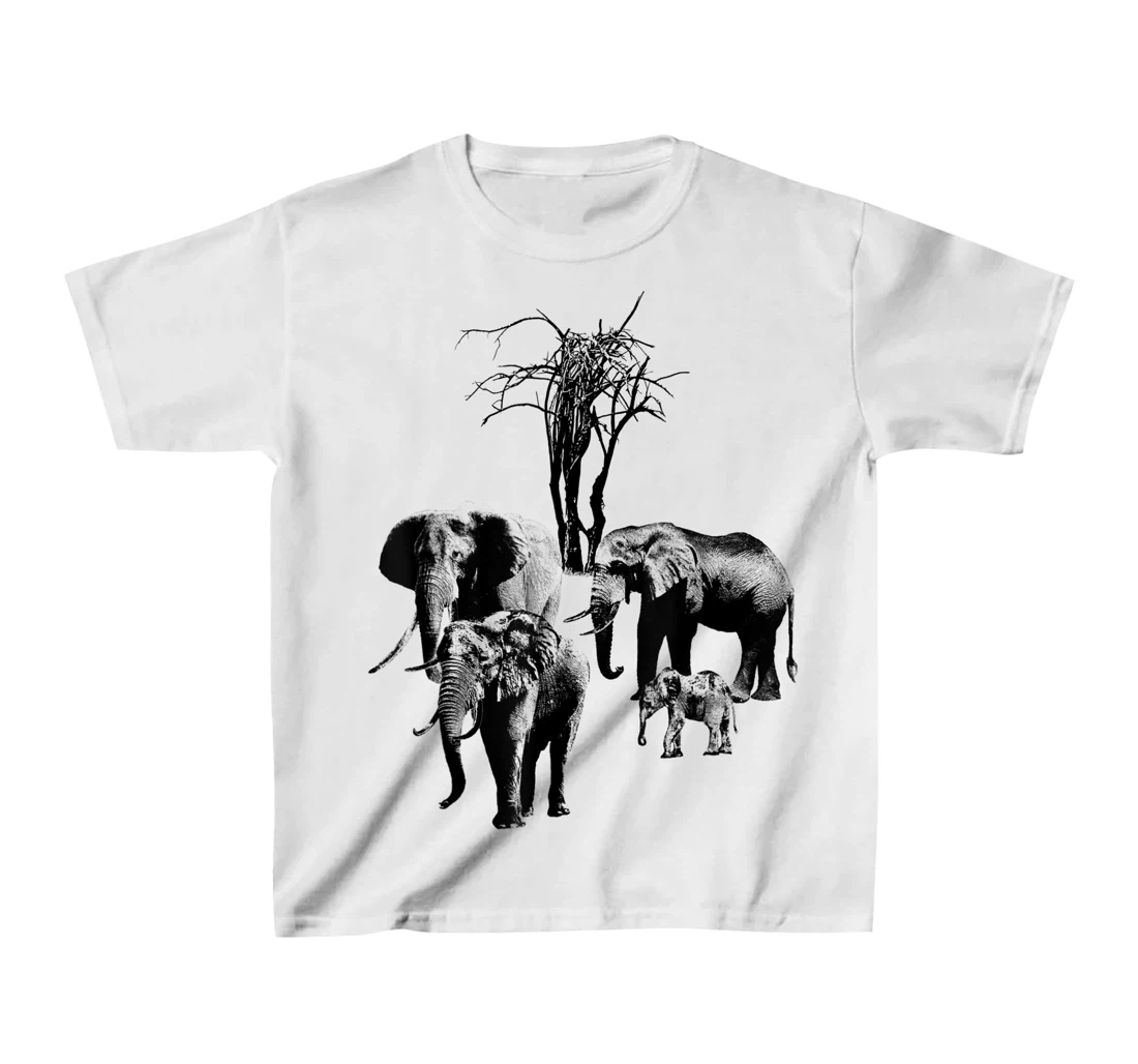 Womens Elephant with tree in Kenya T-Shirt, Kid T-Shirt and Women T-Shirt