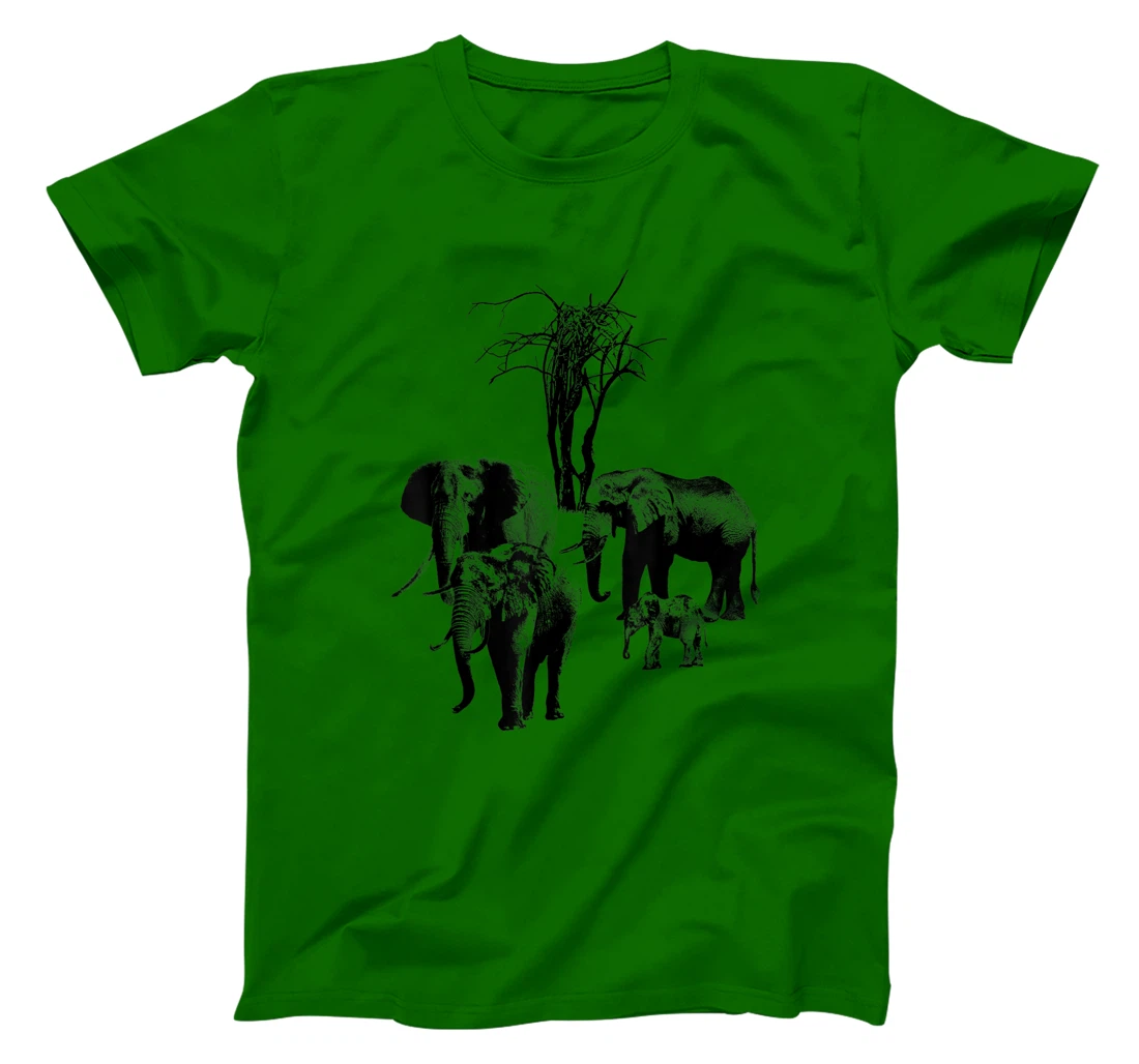 Womens Elephant with tree in Kenya T-Shirt, Kid T-Shirt and Women T-Shirt