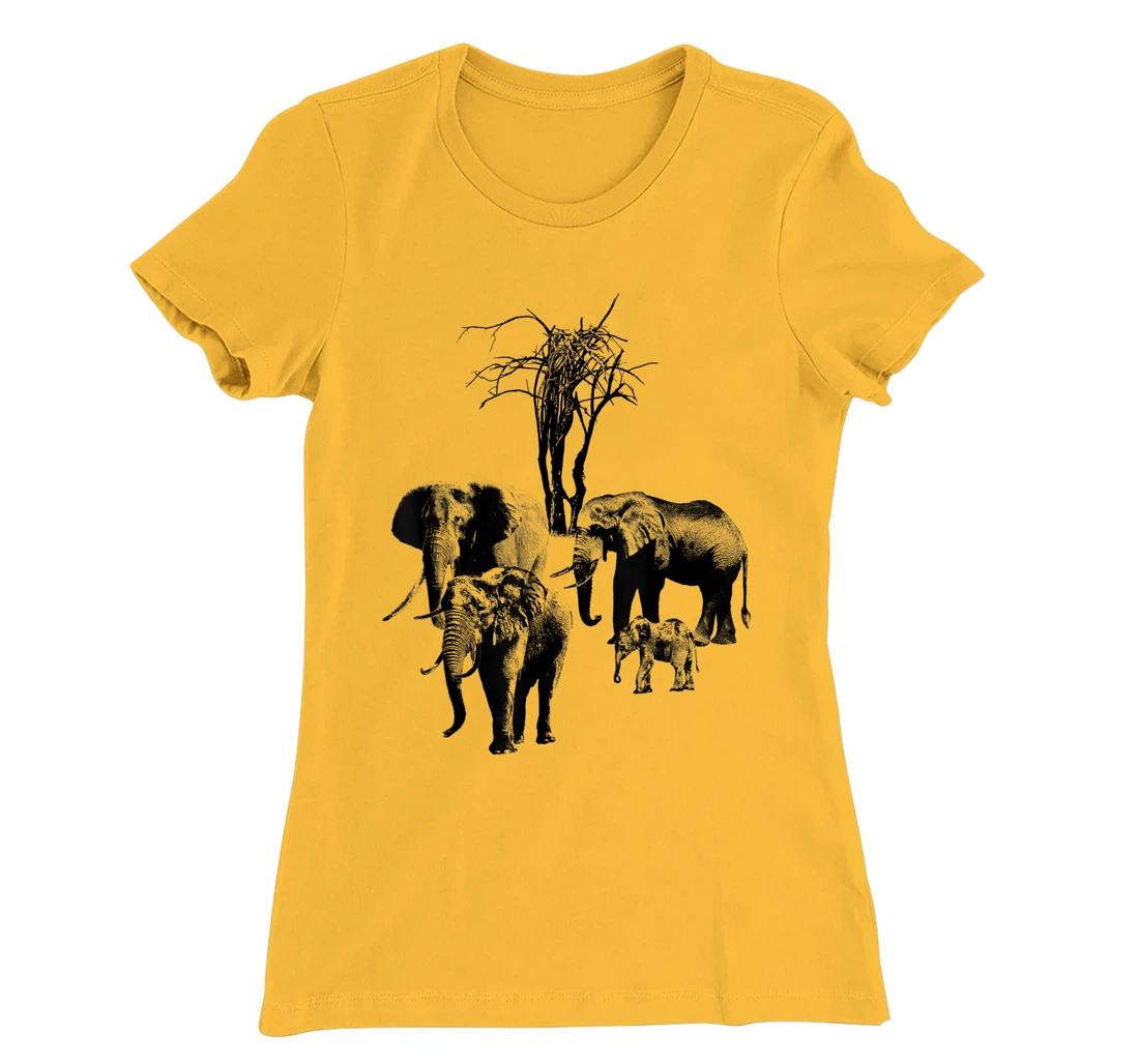 Womens Elephant with tree in Kenya T-Shirt, Kid T-Shirt and Women T-Shirt