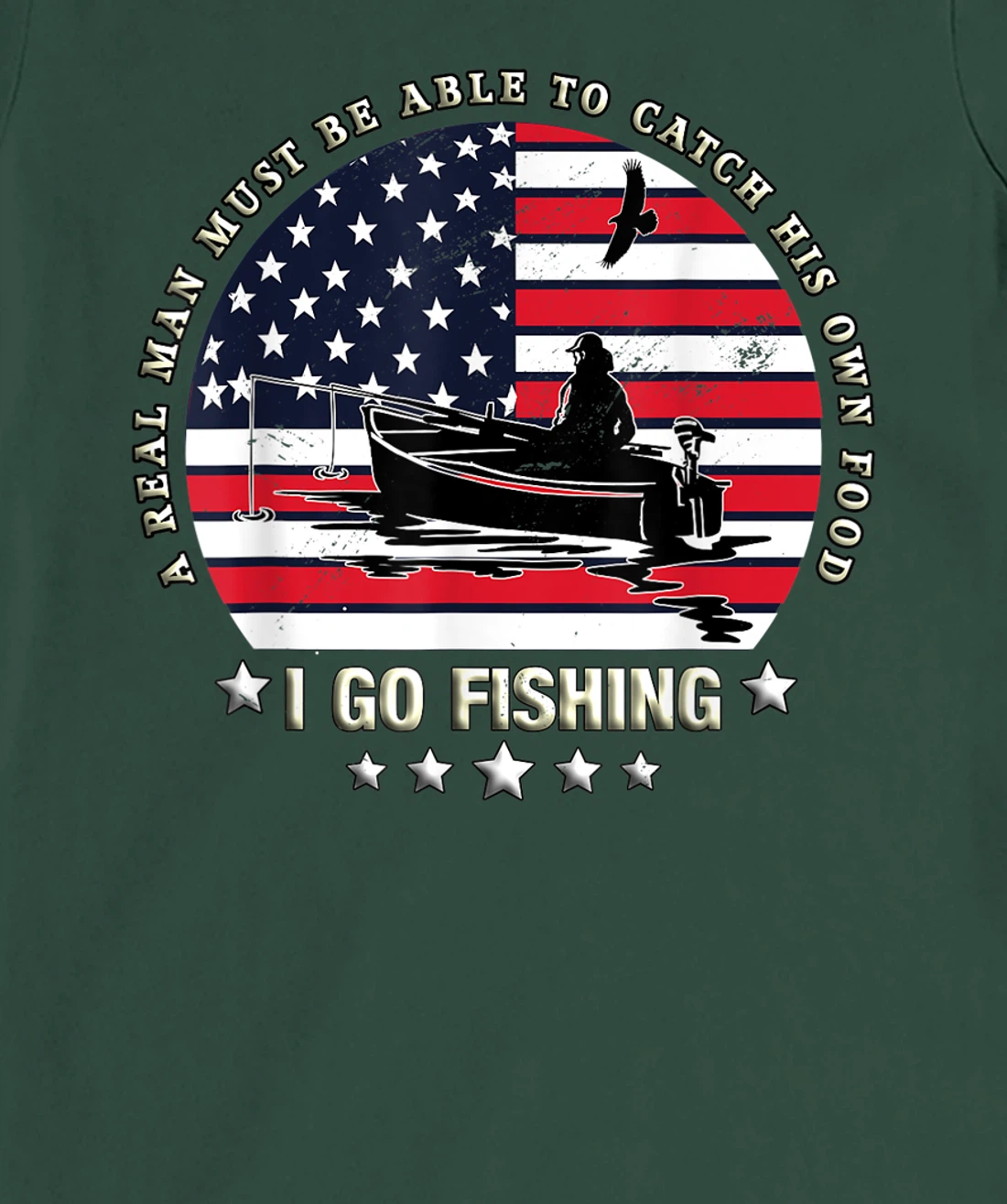 American Flag Fishing Boat real Man Vintage Fishing T-Shirt, Women T-Shirt
