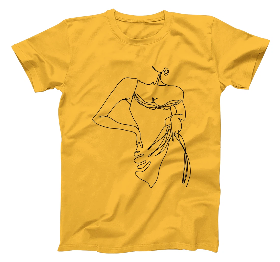 Womens Modern Line Art Woman Elegant Minimal Style Design T-Shirt, Women T-Shirt