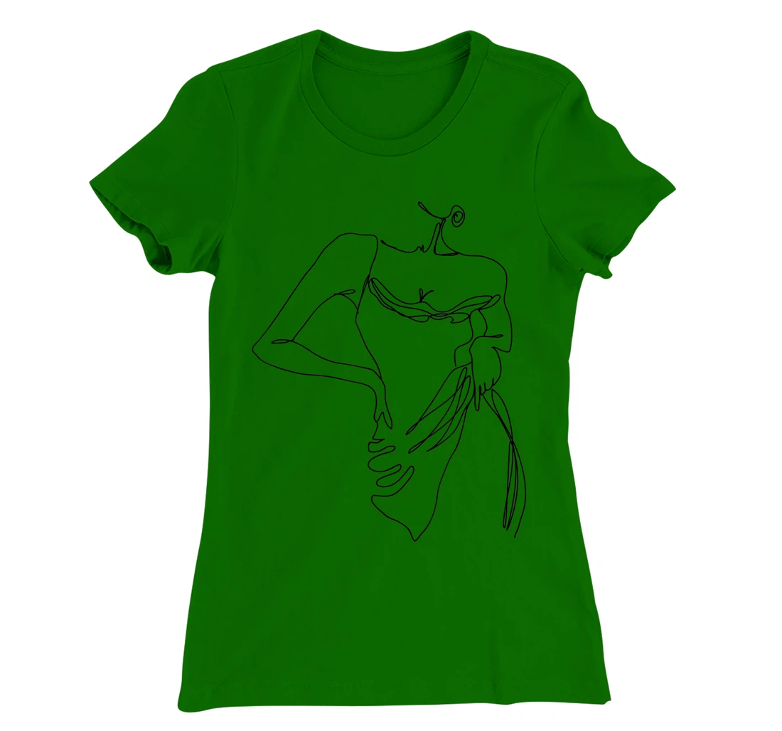 Womens Modern Line Art Woman Elegant Minimal Style Design T-Shirt, Women T-Shirt