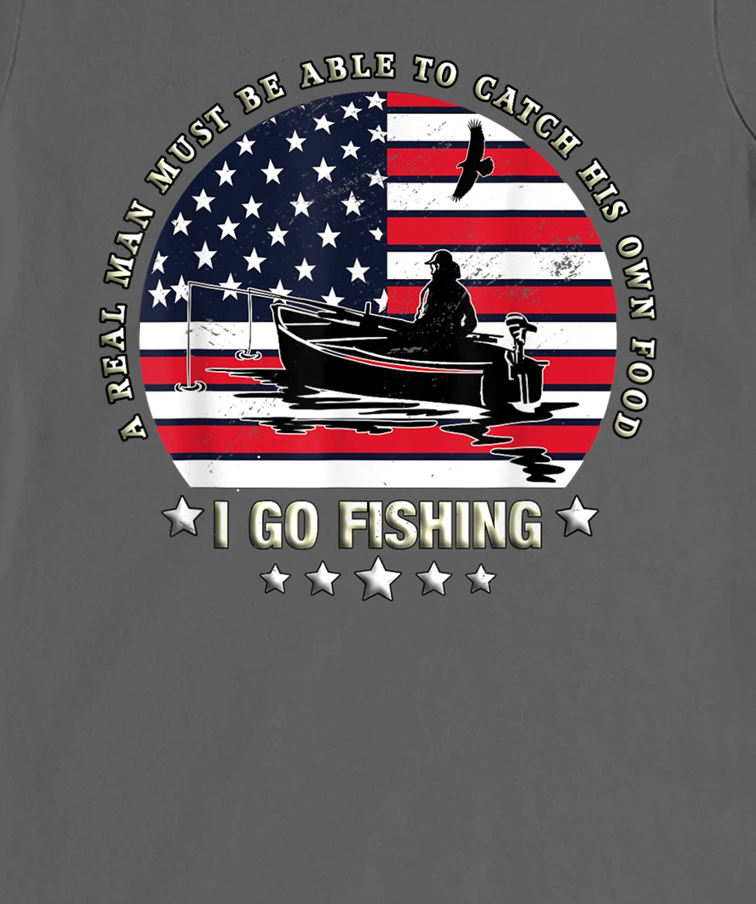 American Flag Fishing Boat real Man Vintage Fishing T-Shirt, Women T-Shirt