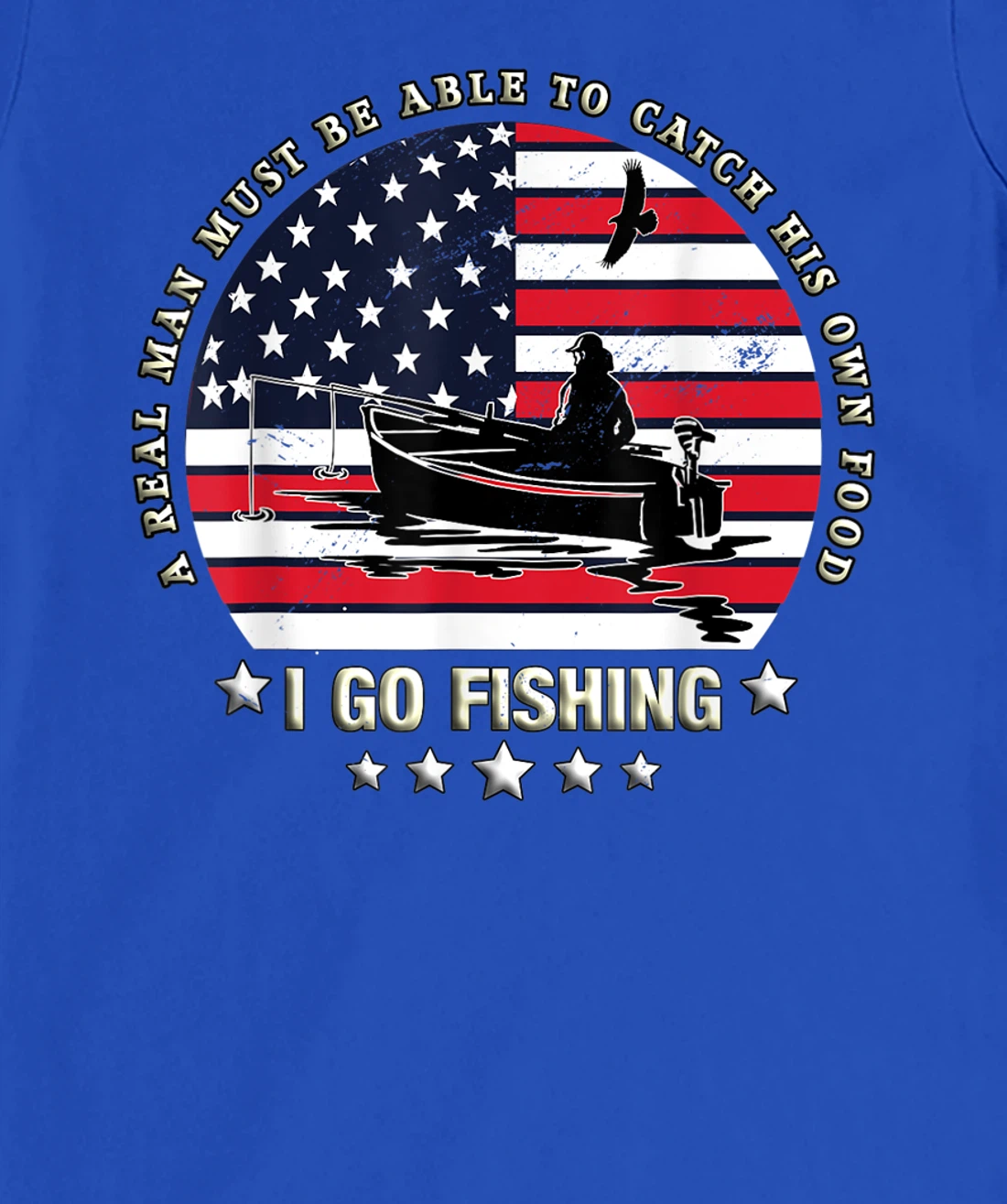 American Flag Fishing Boat real Man Vintage Fishing T-Shirt, Women T-Shirt