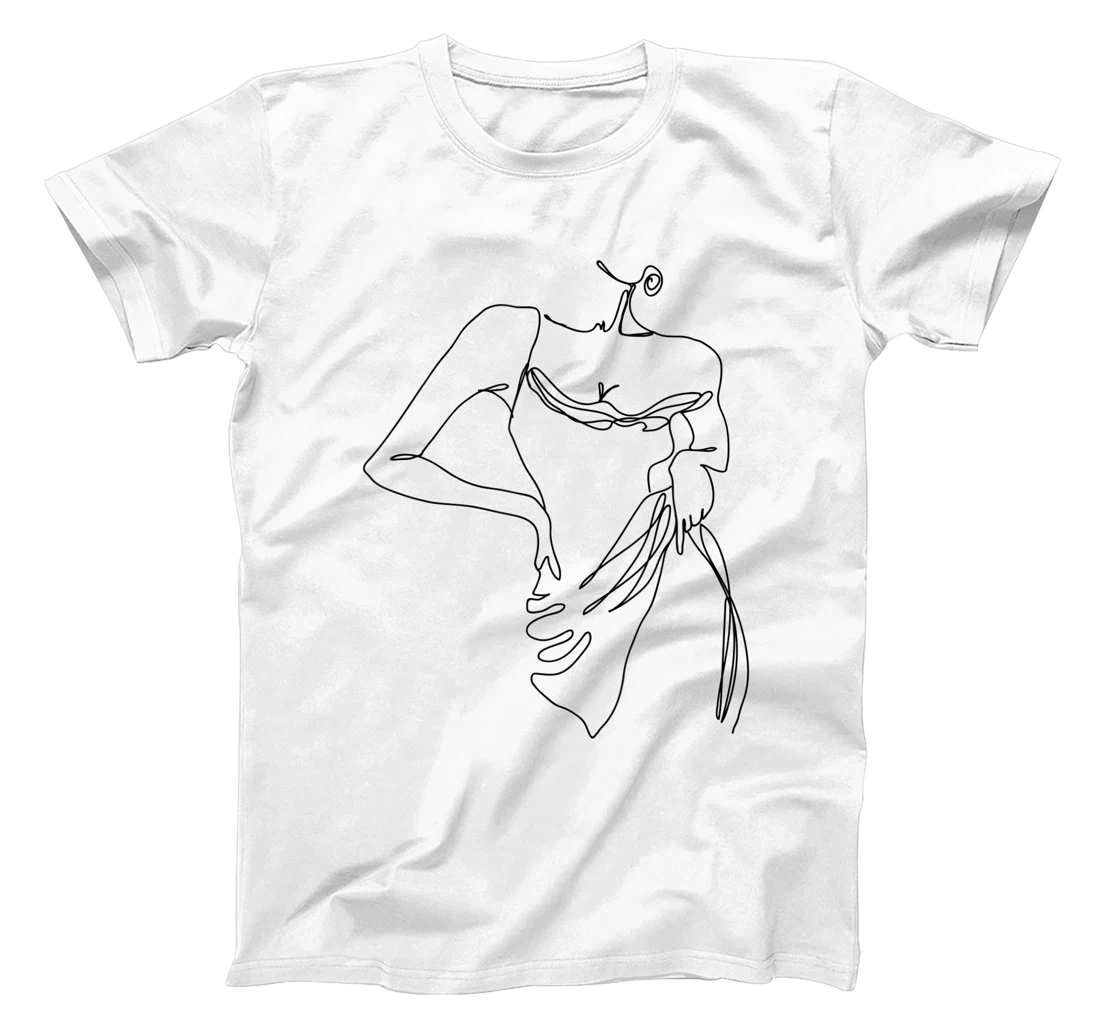 Womens Modern Line Art Woman Elegant Minimal Style Design T-Shirt, Women T-Shirt