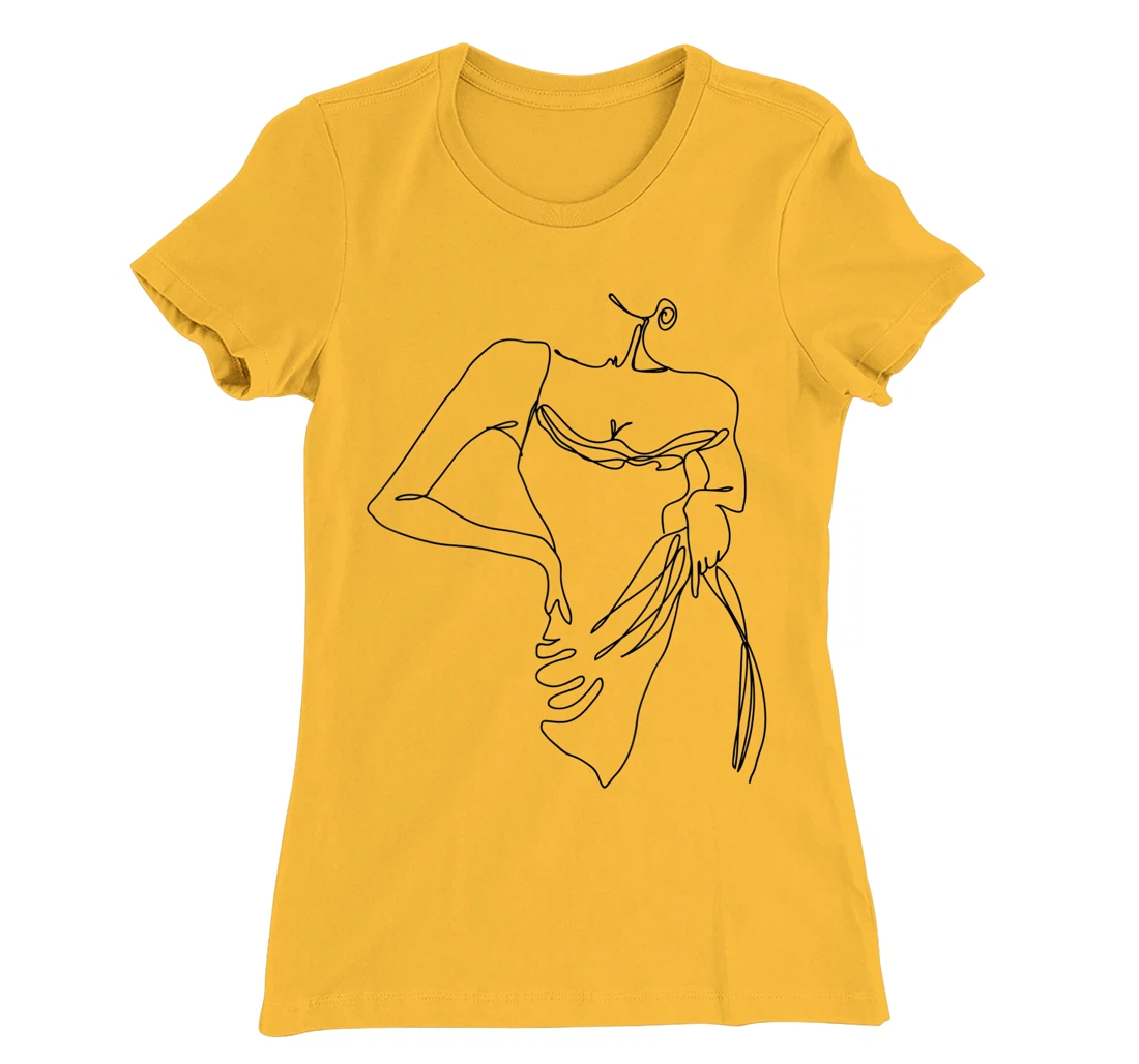Womens Modern Line Art Woman Elegant Minimal Style Design T-Shirt, Women T-Shirt