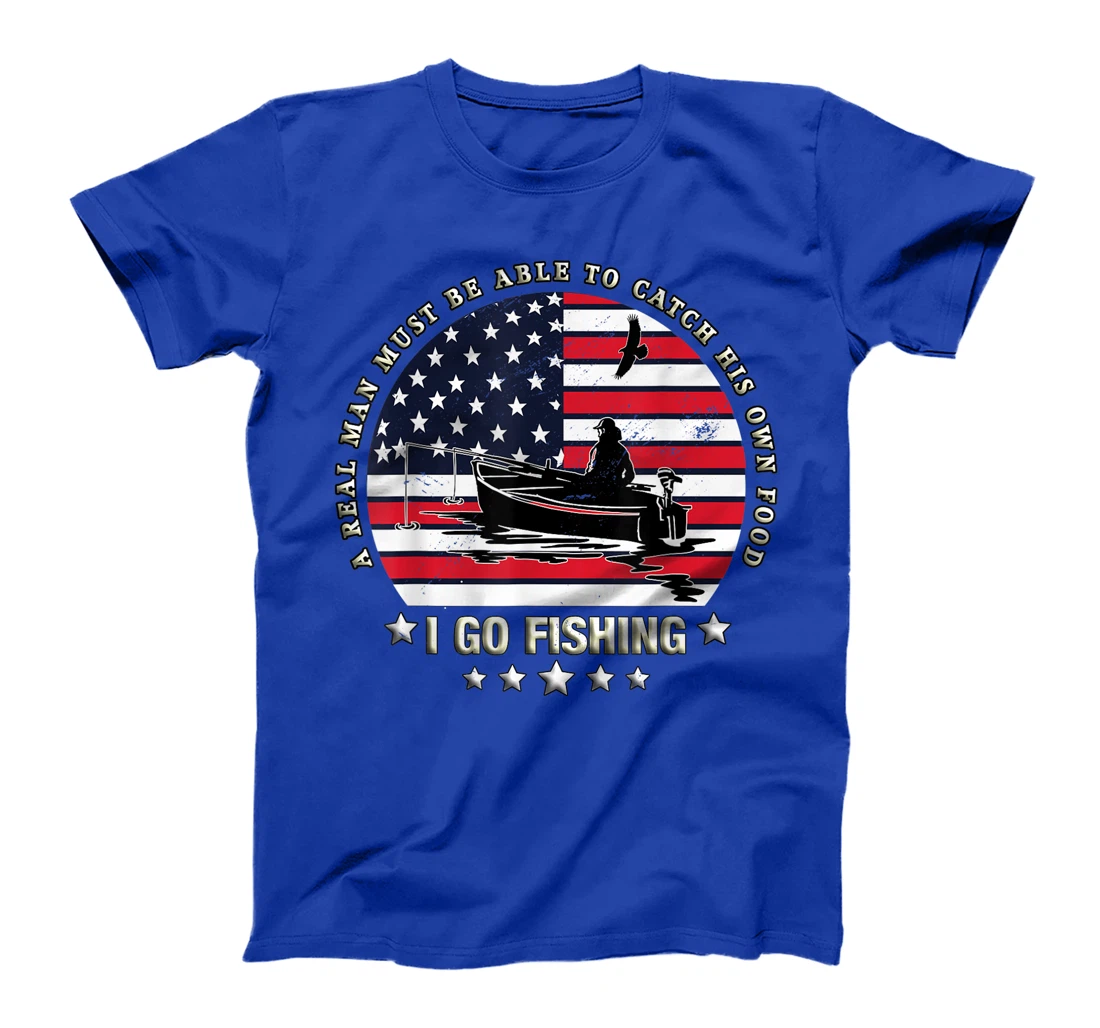 American Flag Fishing Boat real Man Vintage Fishing T-Shirt, Women T-Shirt