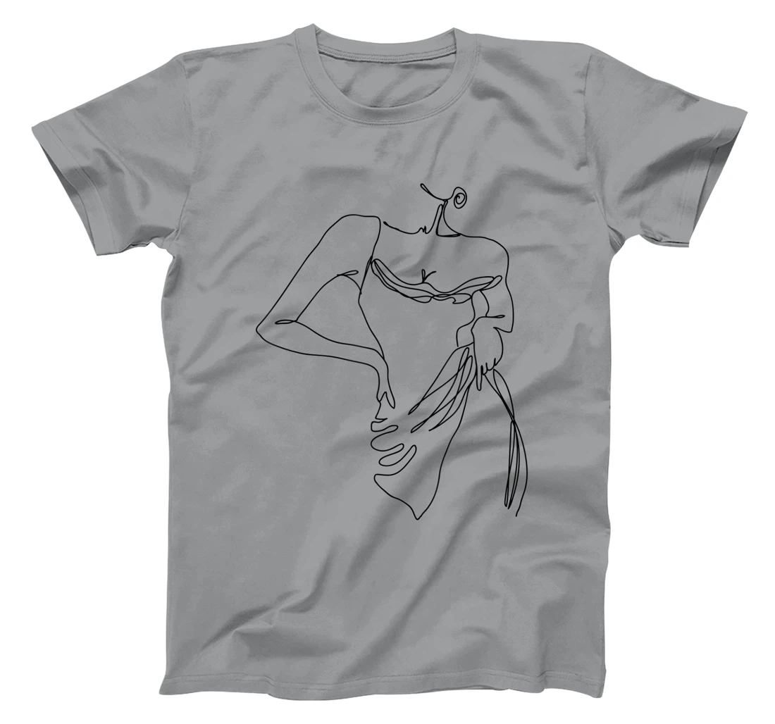 Womens Modern Line Art Woman Elegant Minimal Style Design T-Shirt, Women T-Shirt