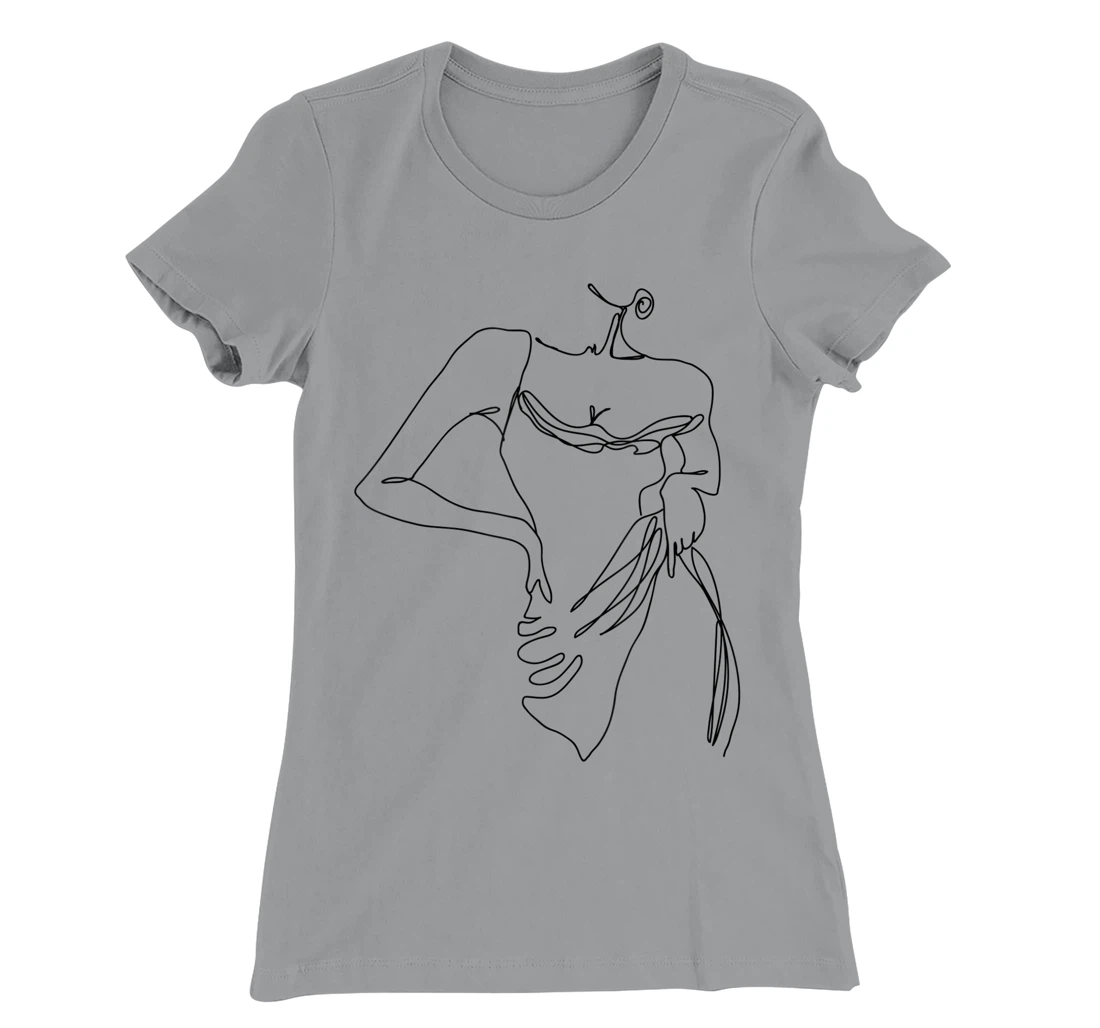 Womens Modern Line Art Woman Elegant Minimal Style Design T-Shirt, Women T-Shirt