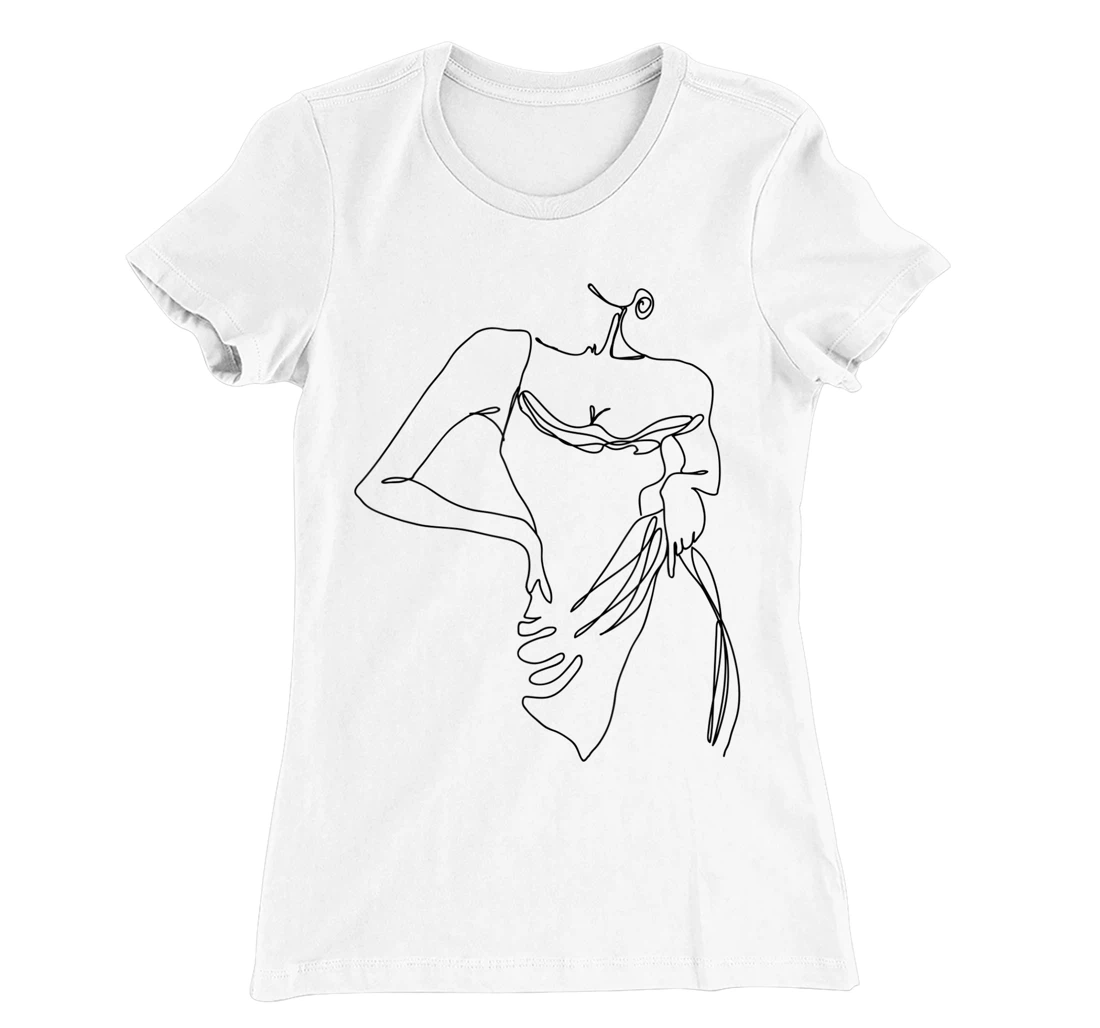 Womens Modern Line Art Woman Elegant Minimal Style Design T-Shirt, Women T-Shirt