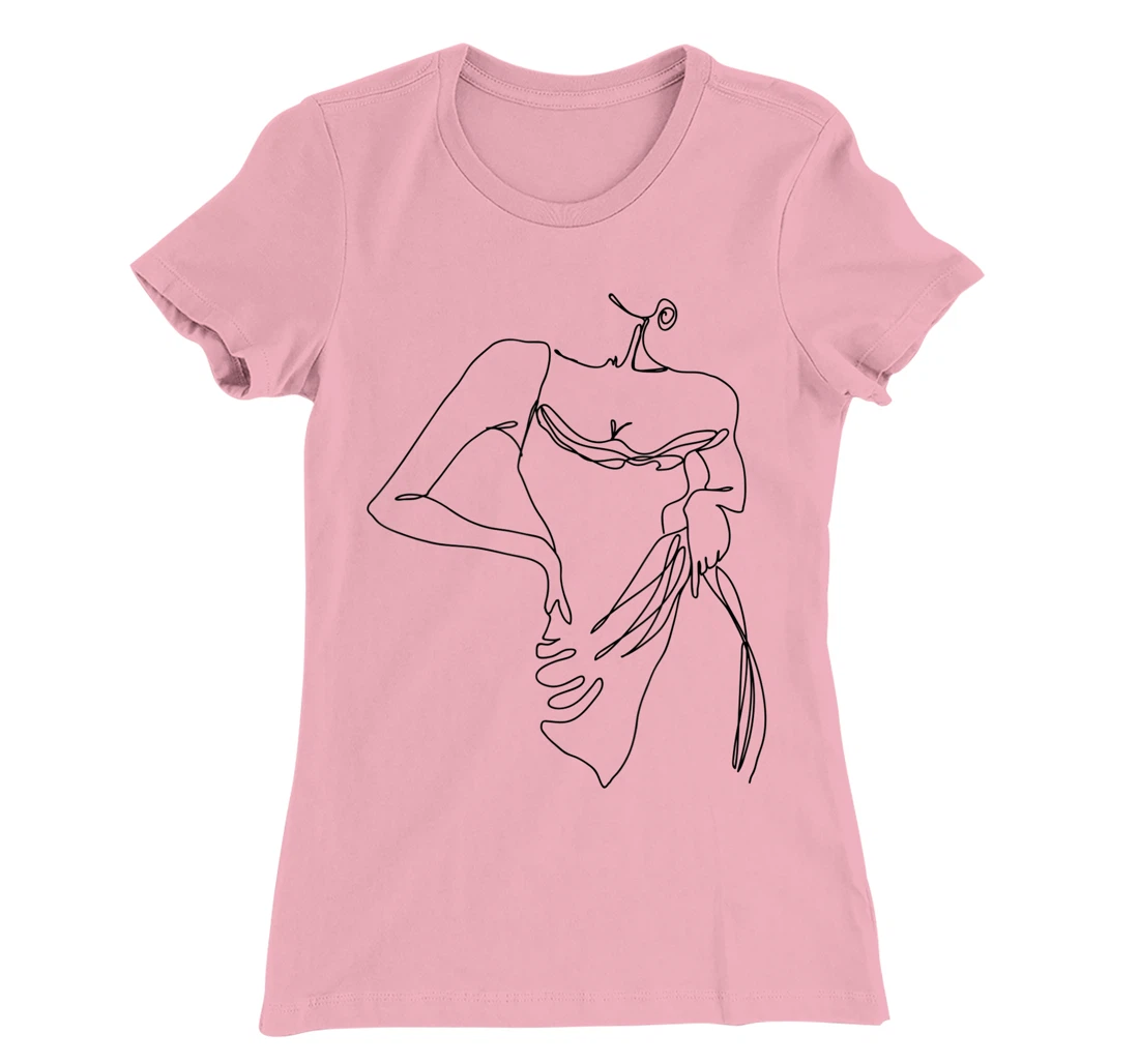 Womens Modern Line Art Woman Elegant Minimal Style Design T-Shirt, Women T-Shirt
