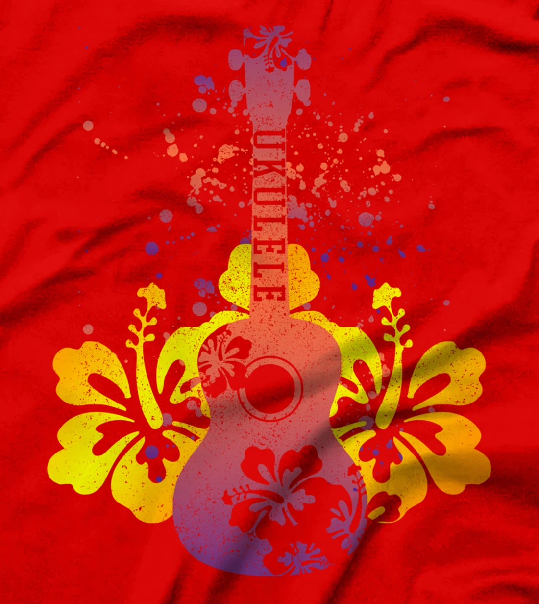 Ukulele Hawaii Hibiscus Flowers Floral Uke Guitar Gift T-Shirt