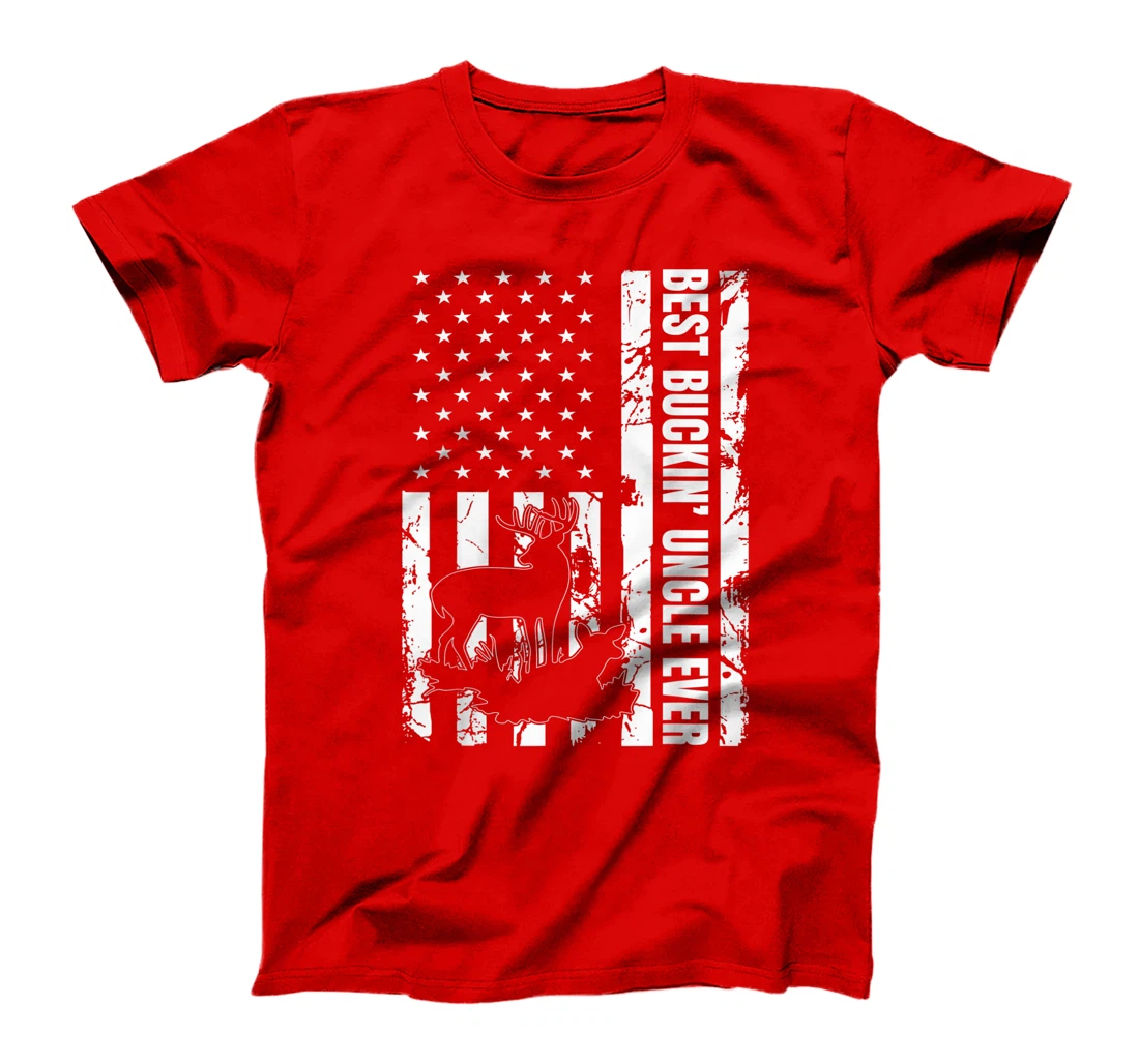 Best Buckin Uncle Ever American Flag Deer Hunter Hunting T-Shirt, Women T-Shirt