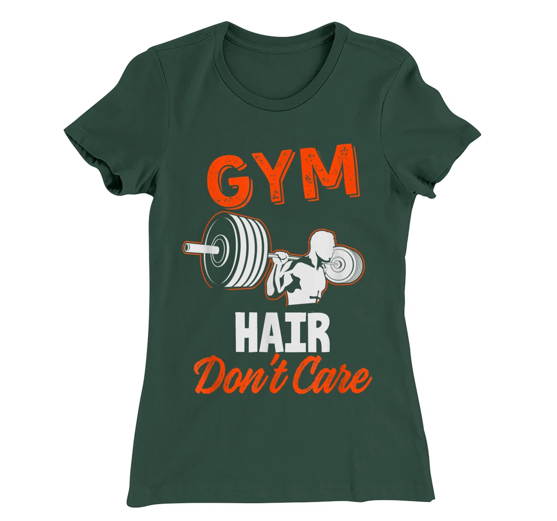 Gym Hair Don't Care Workout Gym Lift Motivational T-Shirt, Women T-Shirt