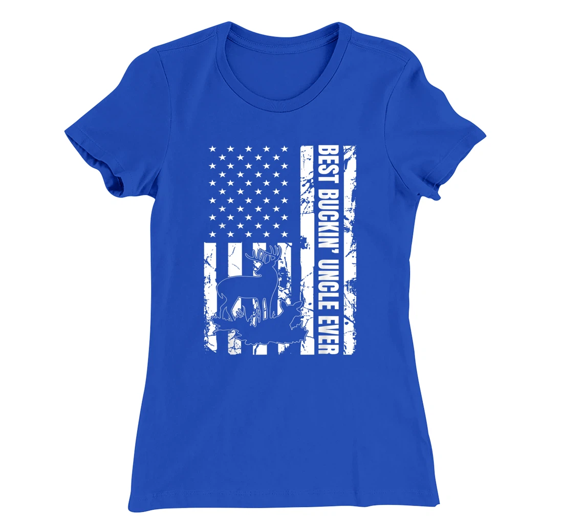 Best Buckin Uncle Ever American Flag Deer Hunter Hunting T-Shirt, Women T-Shirt