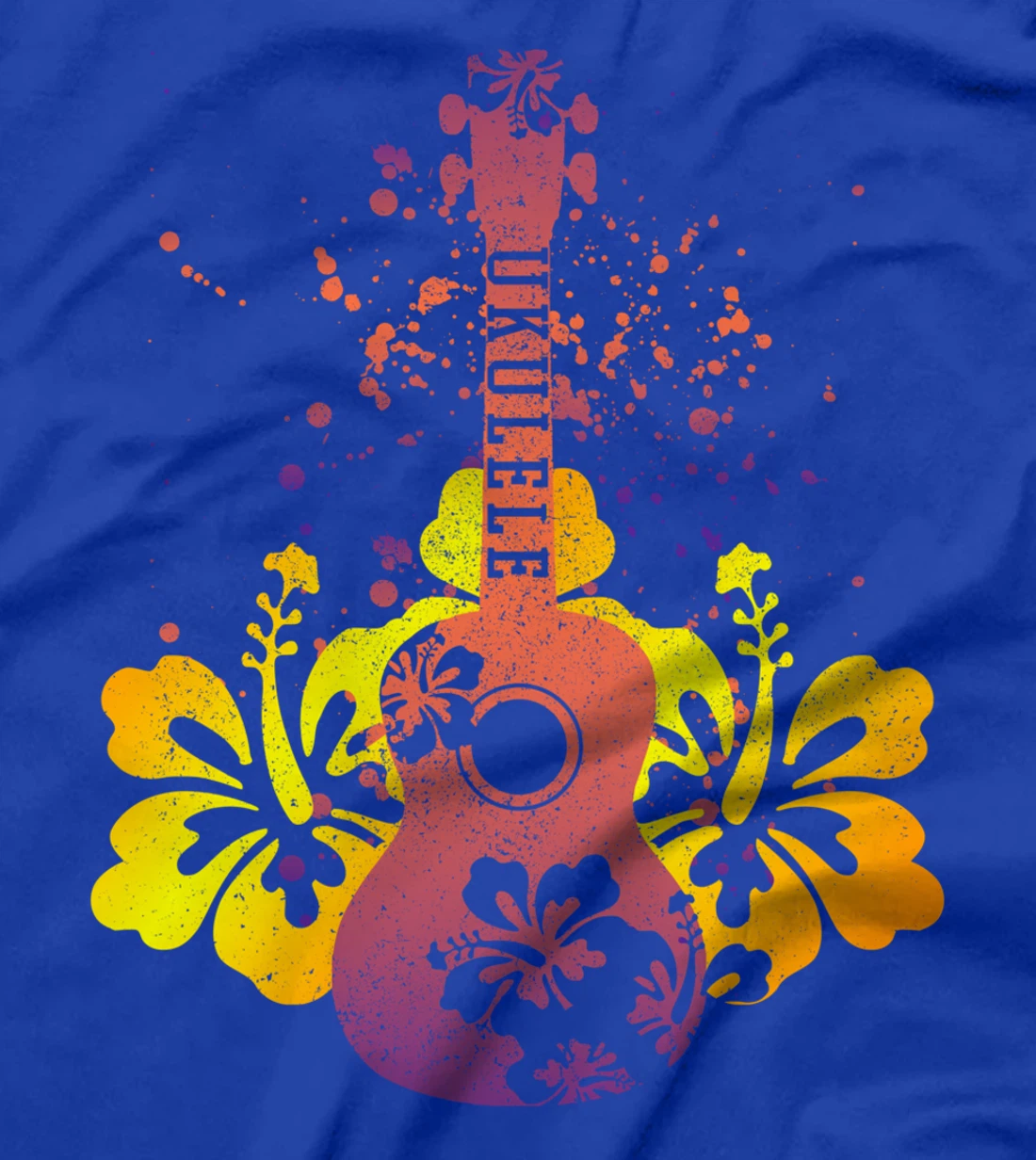 Ukulele Hawaii Hibiscus Flowers Floral Uke Guitar Gift T-Shirt