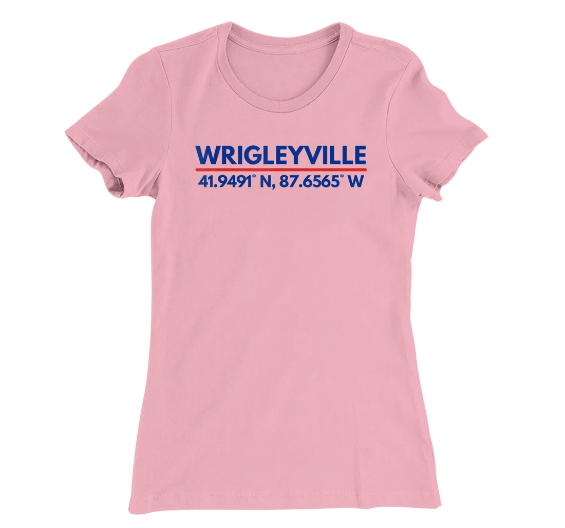 Womens Wrigleyville Chicago IL Fans Latitude and Longitude T-Shirt, Kid T-Shirt and Women T-Shirt